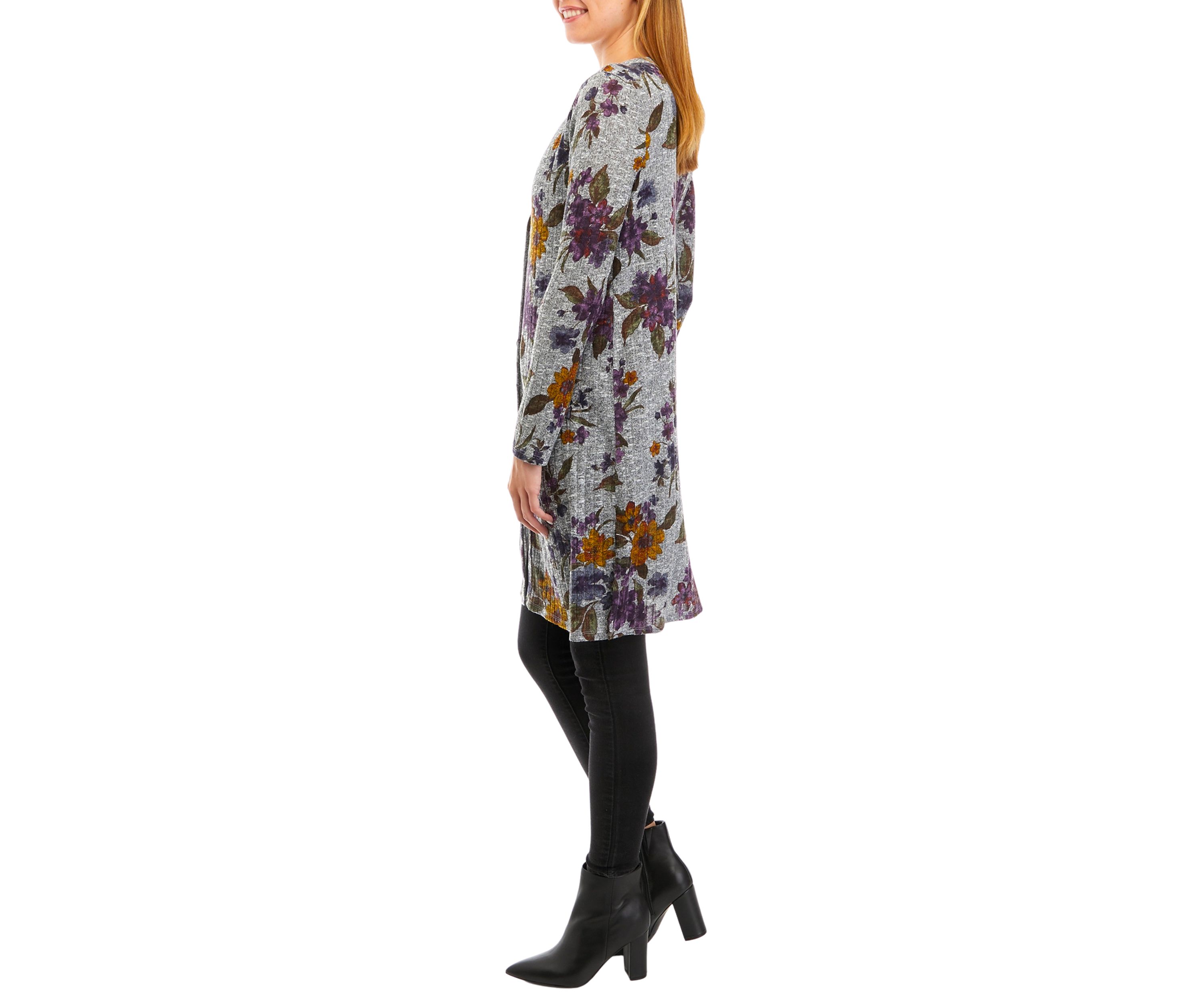 Juniors Long Sleeve Printed Duster Cardigan