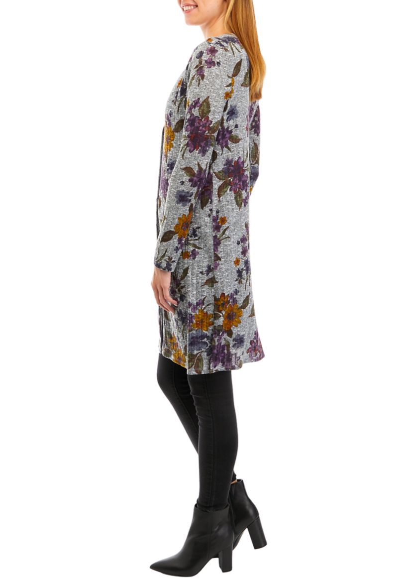 Juniors Long Sleeve Printed Duster Cardigan