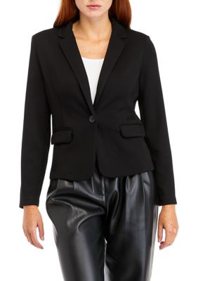 Juniors' Long Sleeve One Button Knit Blazer