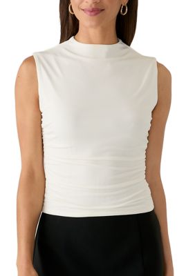 A. Byer Women's Sleeveless Knit Side Cinch Top, Ivory, XL