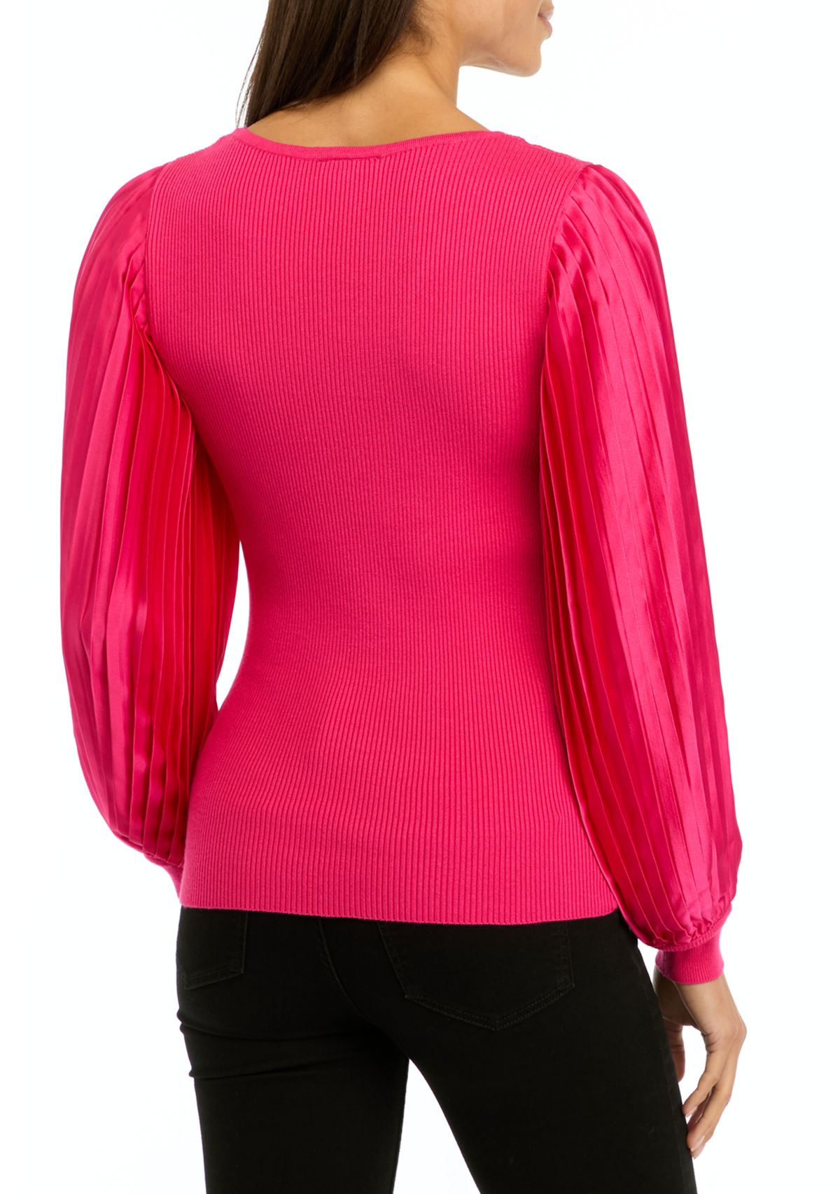 Womens Thick Ribbed Chiffon Sleeve Top 