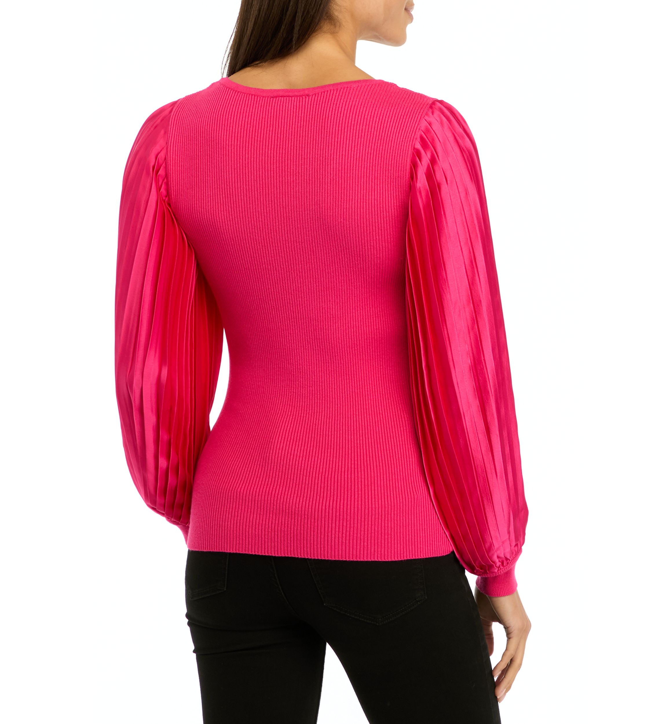 Womens Thick Ribbed Chiffon Sleeve Top 