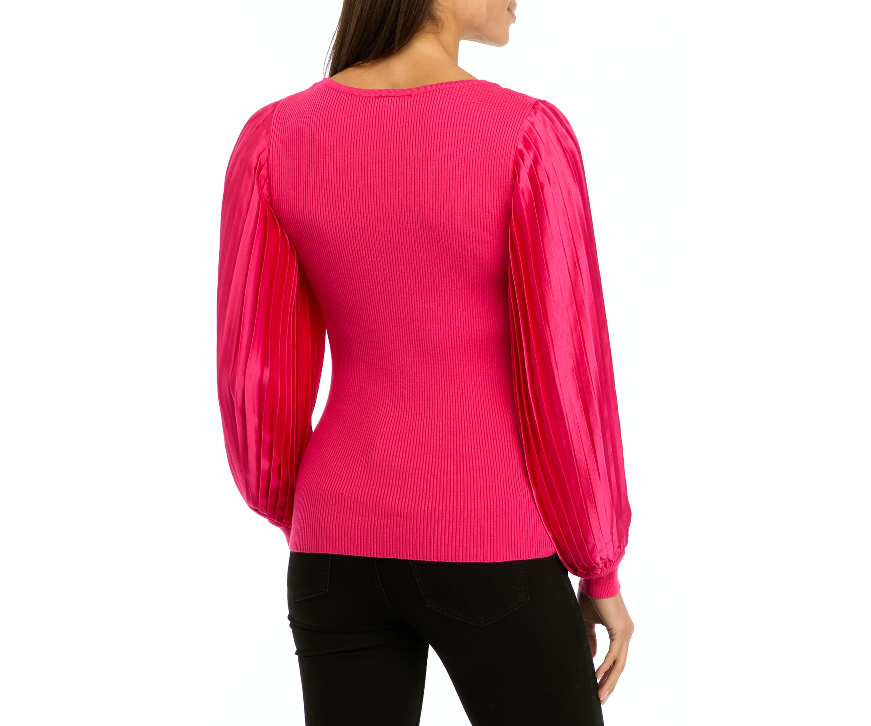 Womens Thick Ribbed Chiffon Sleeve Top 