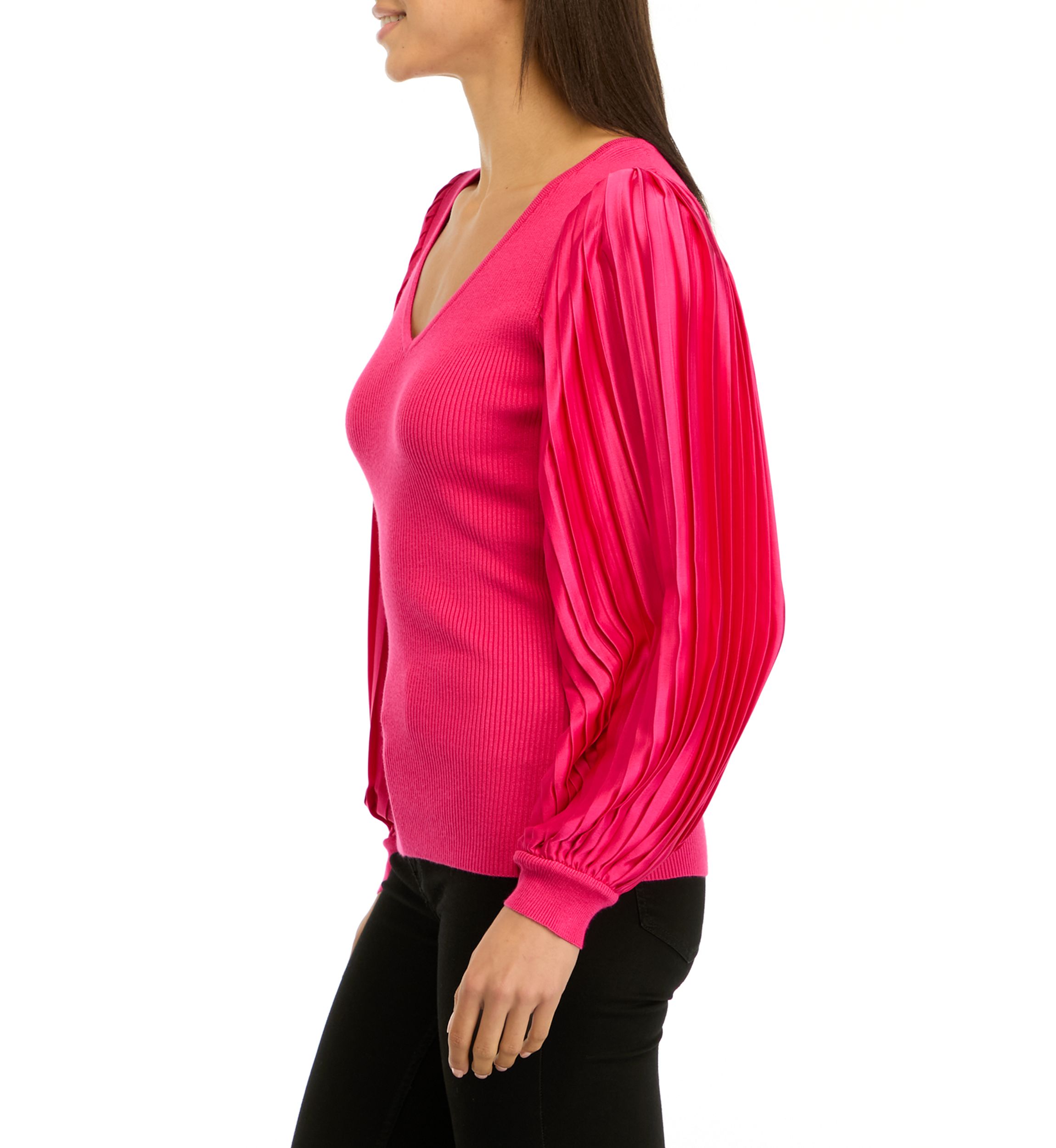 Womens Thick Ribbed Chiffon Sleeve Top 