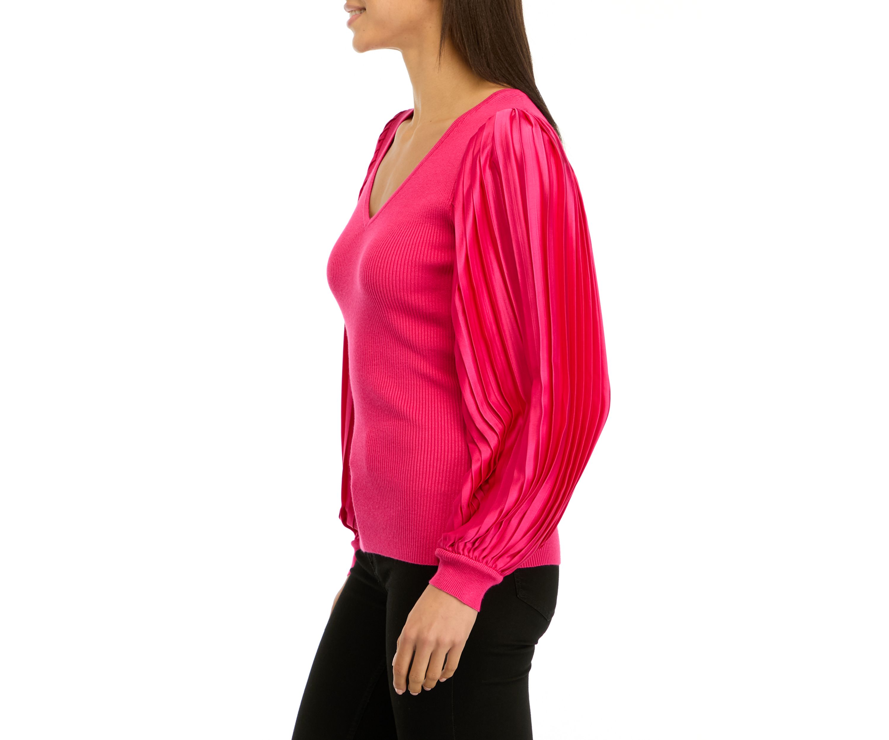 Womens Thick Ribbed Chiffon Sleeve Top 