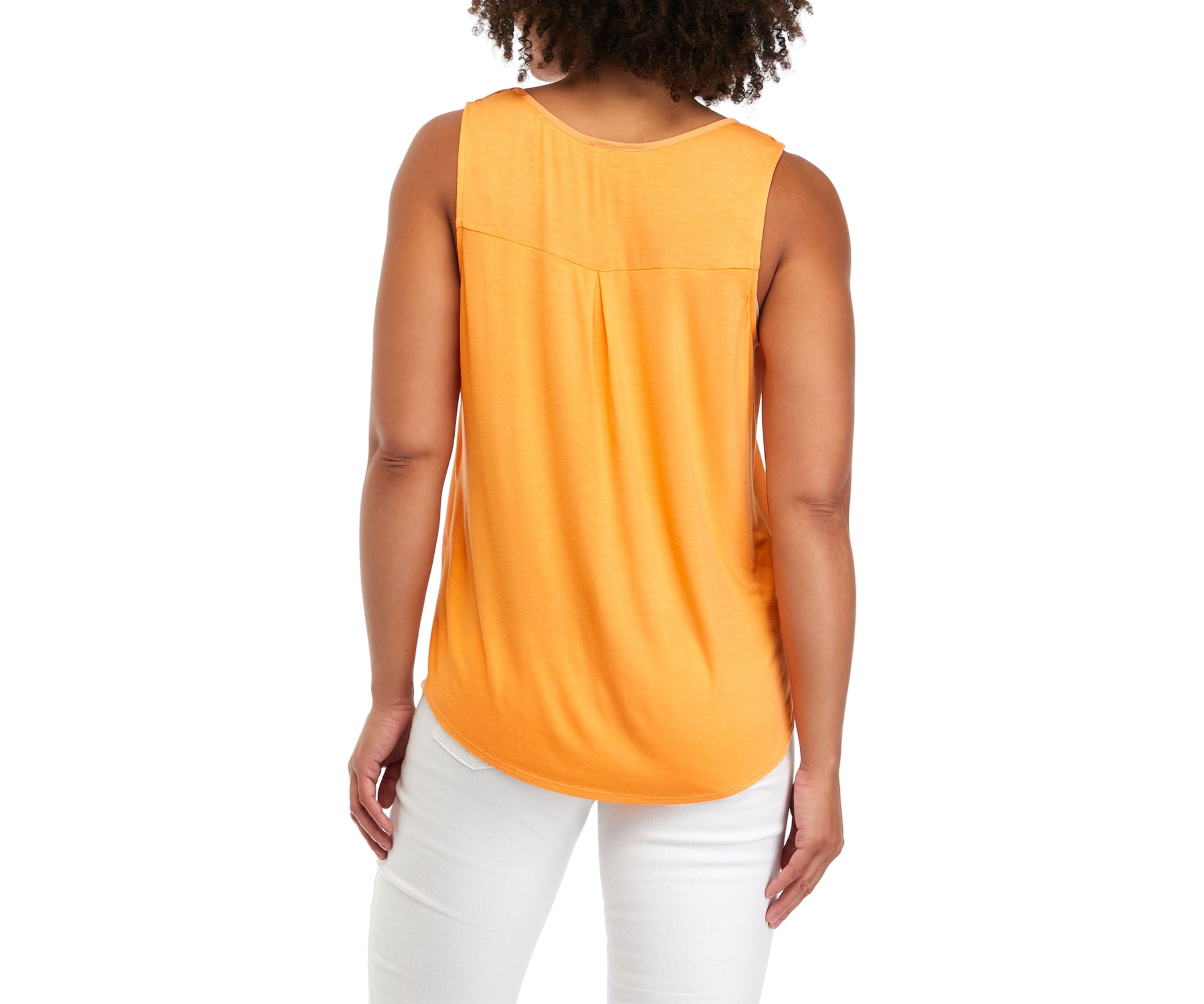 Juniors Sleeveless Solid Knit Woven Keyhole Top