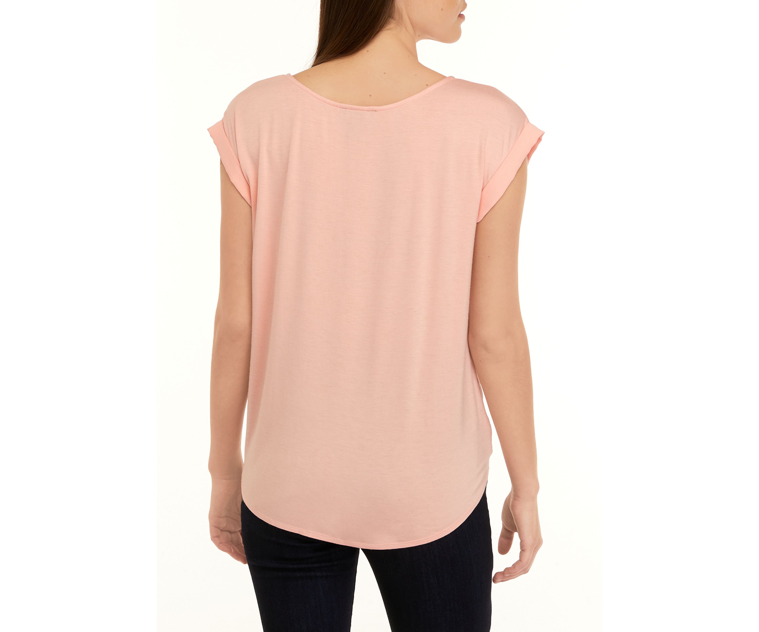 Juniors Short Sleeve Tie Front Top