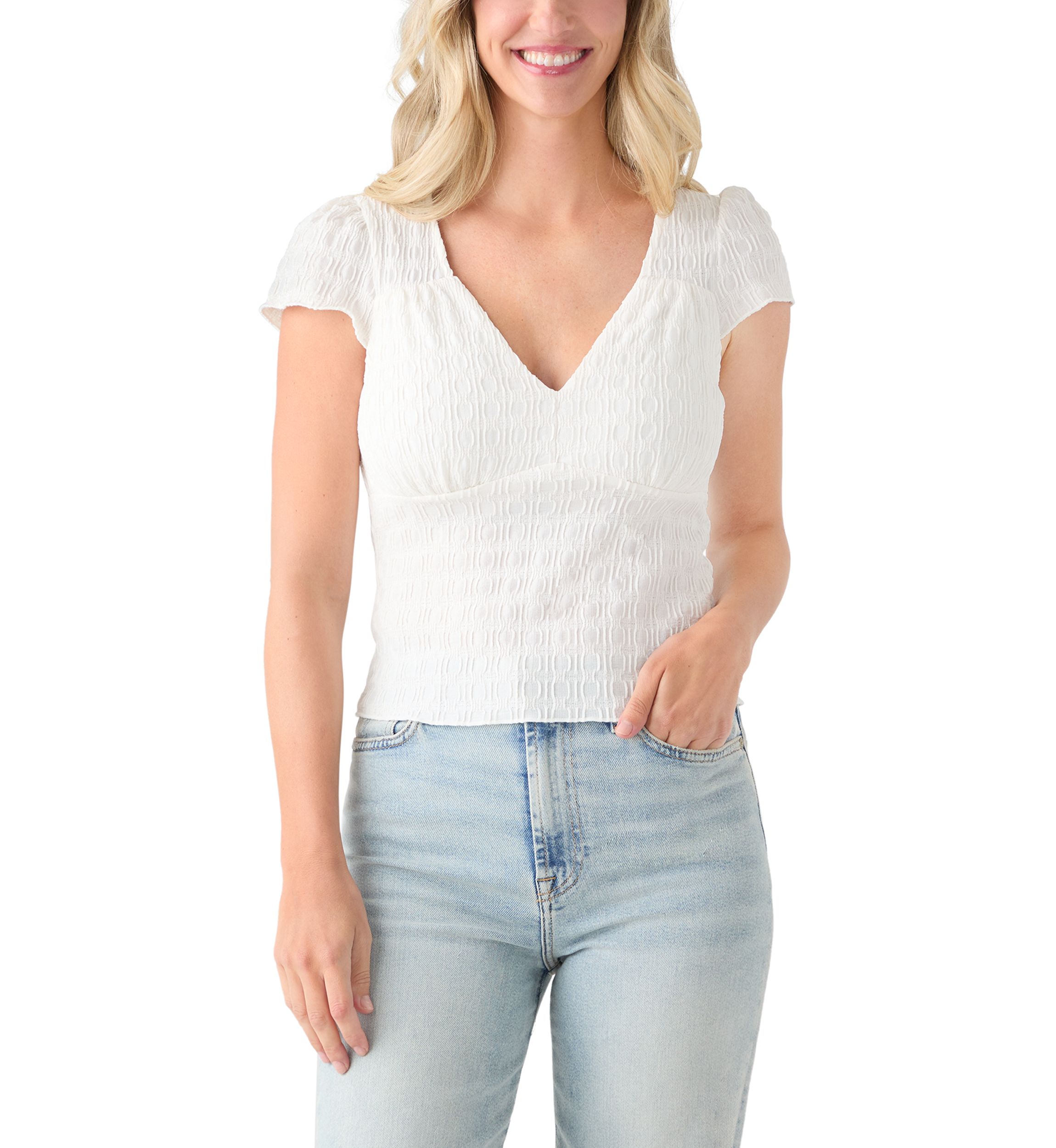 Womens Lace V-Neck Knit Top