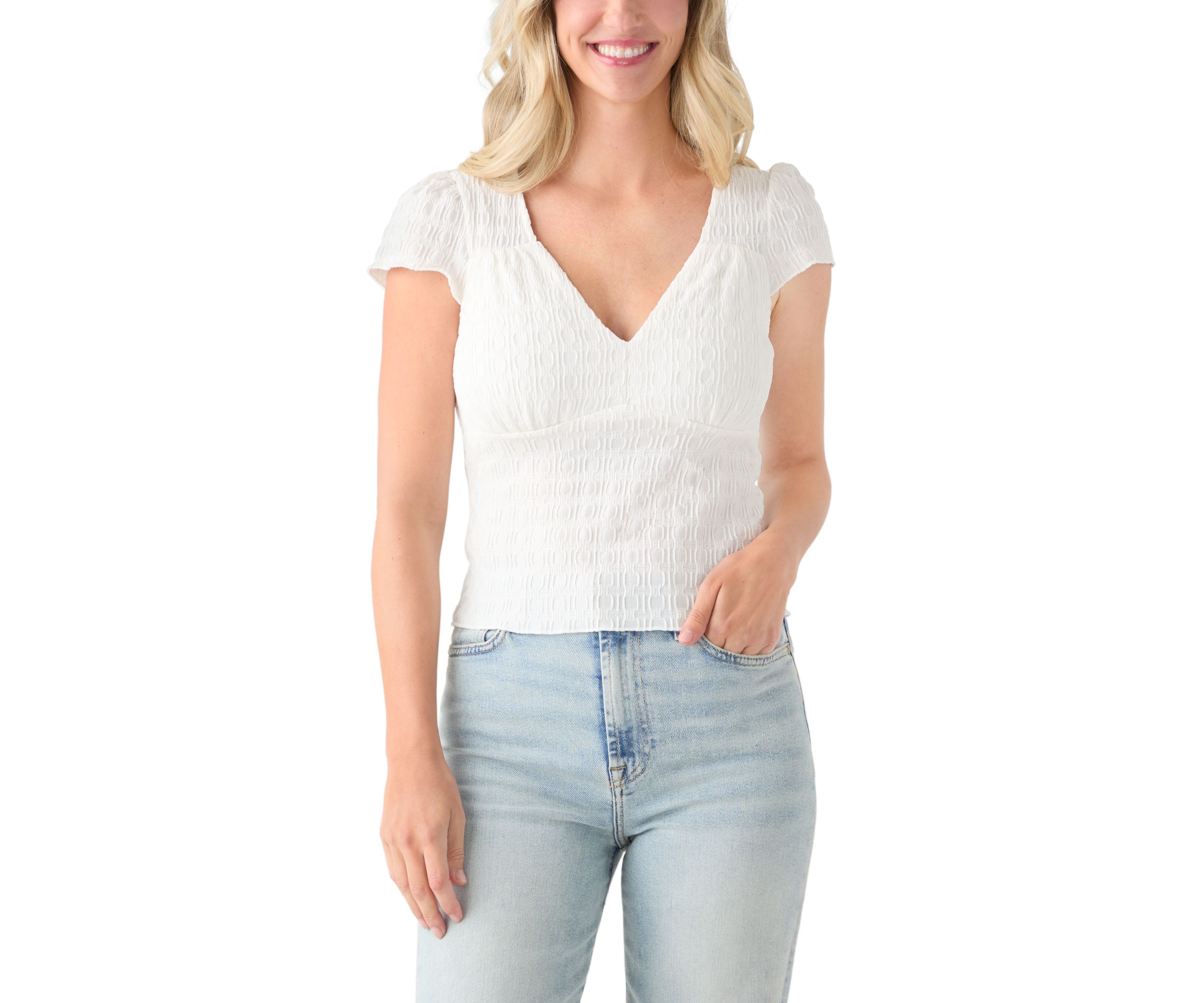 Womens Lace V-Neck Knit Top