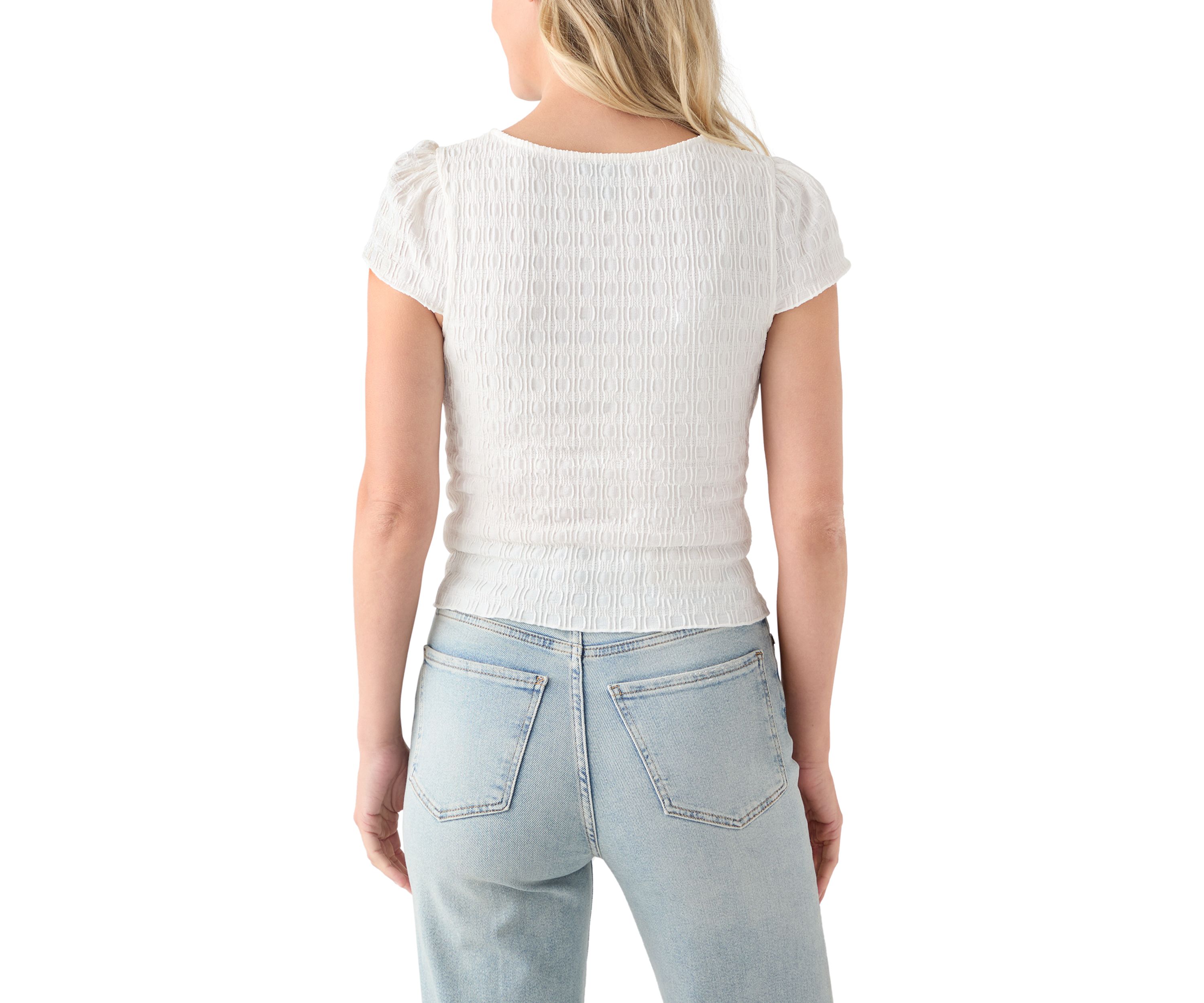Womens Lace V-Neck Knit Top