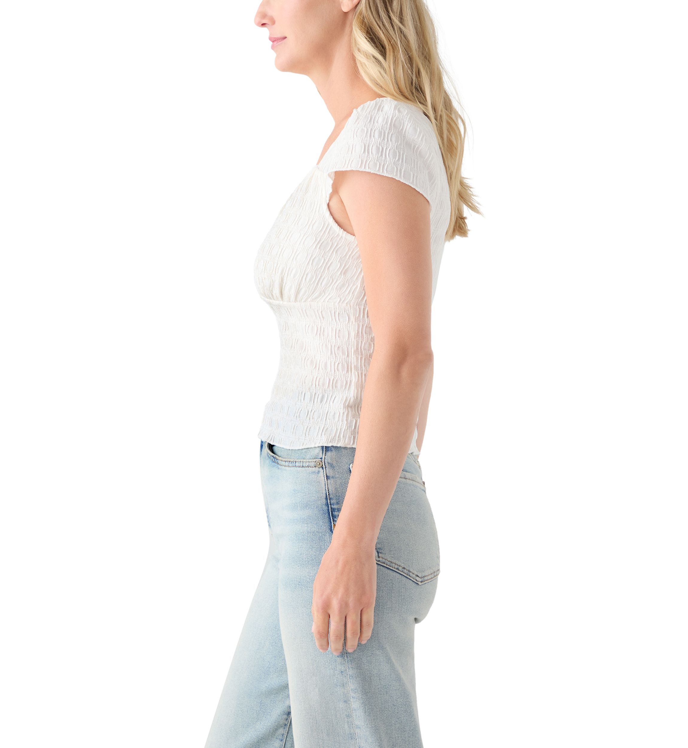 Womens Lace V-Neck Knit Top