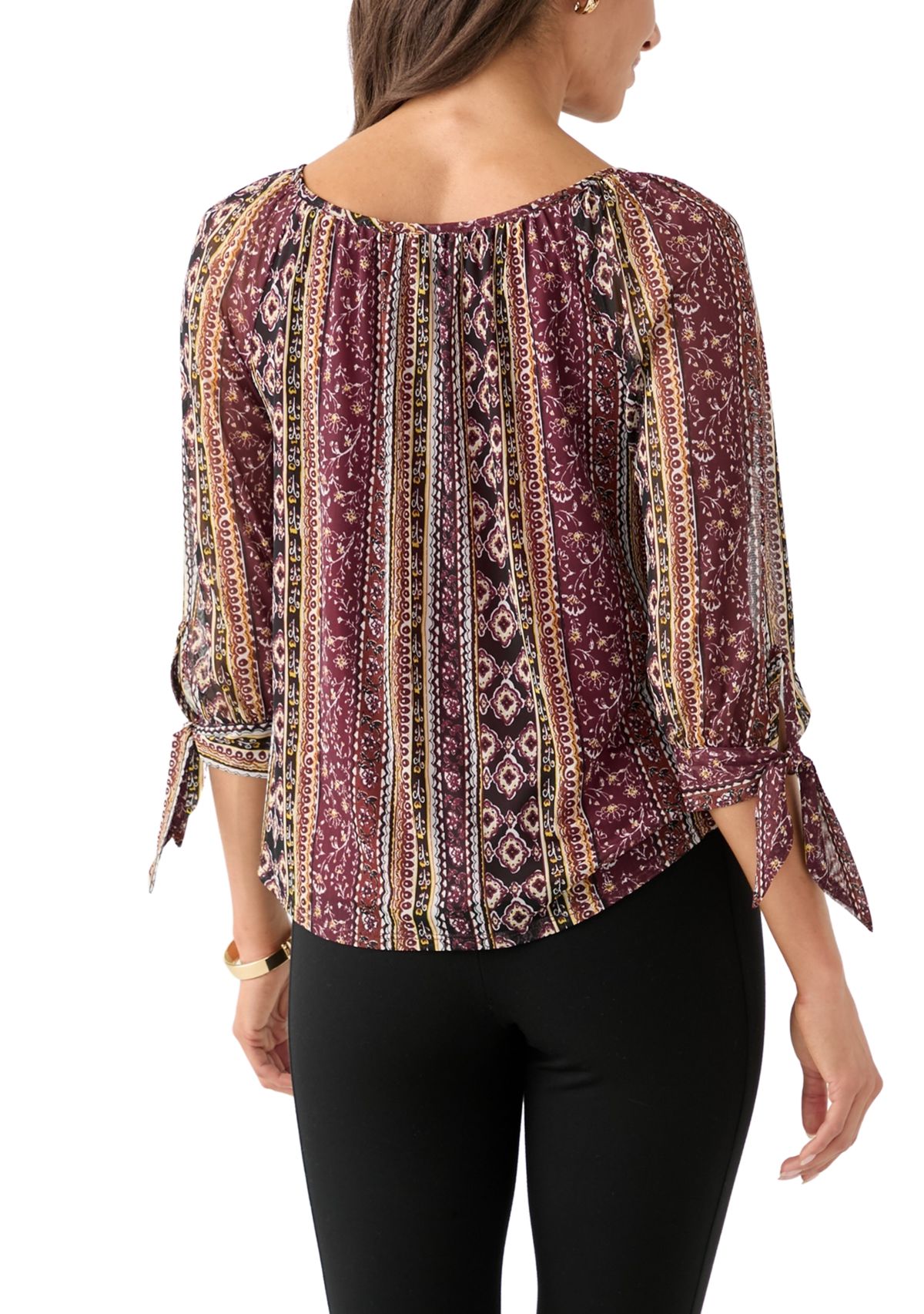 Womens Printed Peasant Blouse