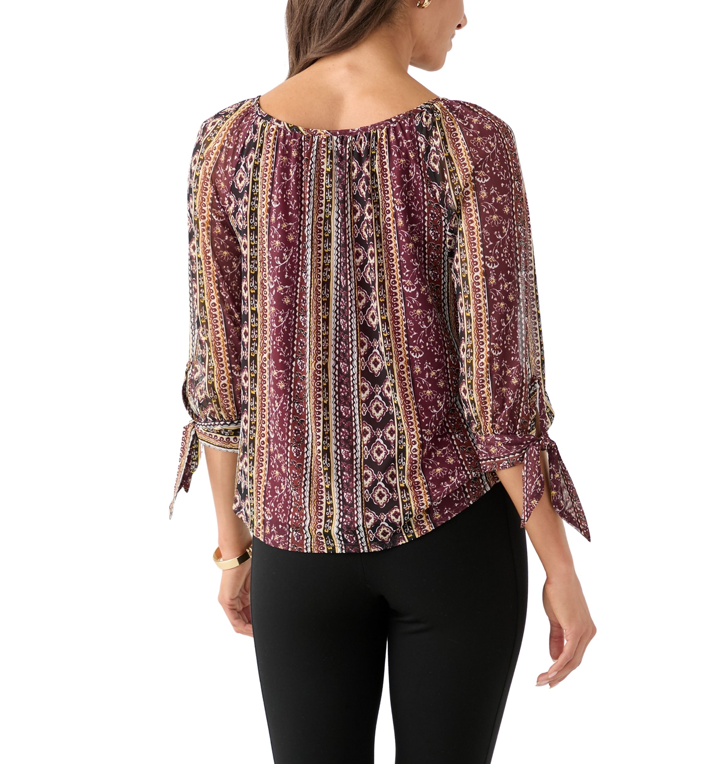 Womens Printed Peasant Blouse