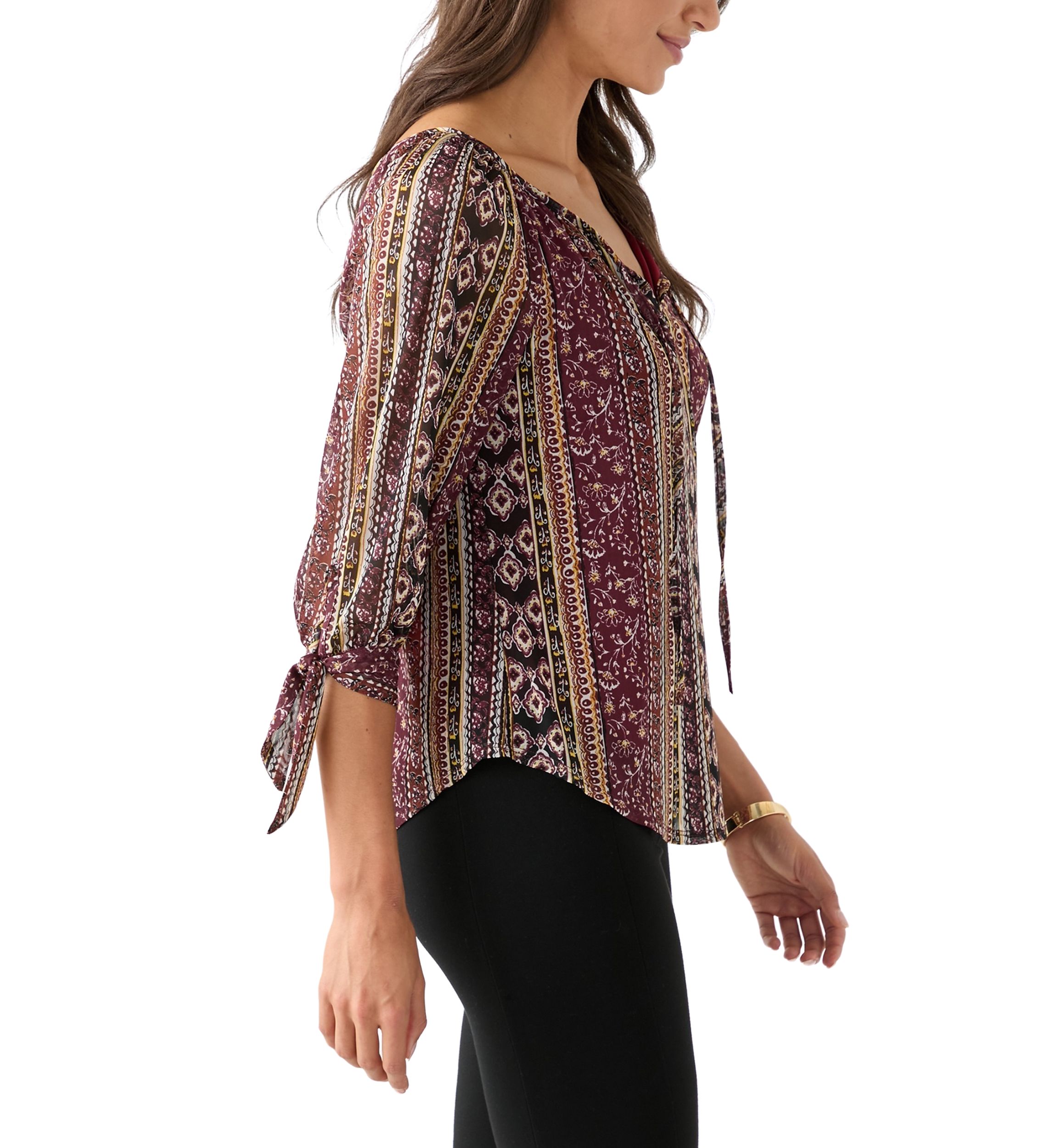 Womens Printed Peasant Blouse
