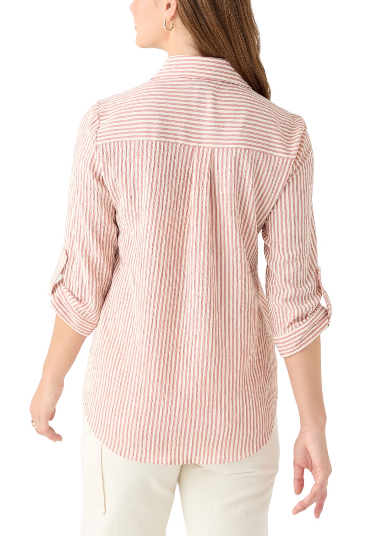 Portofino 3/4 Sleeve Woven Striped Top