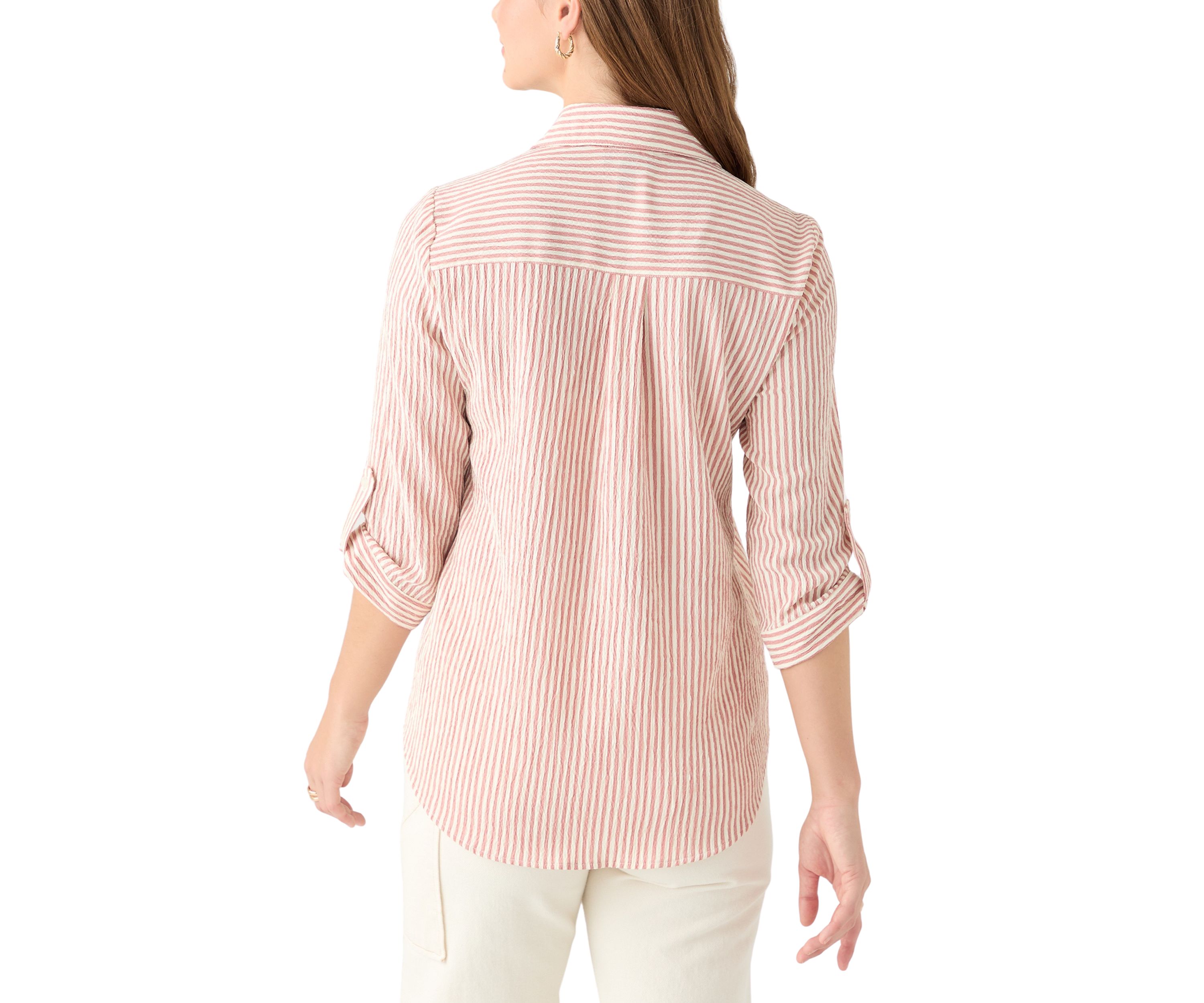 Portofino 3/4 Sleeve Woven Striped Top