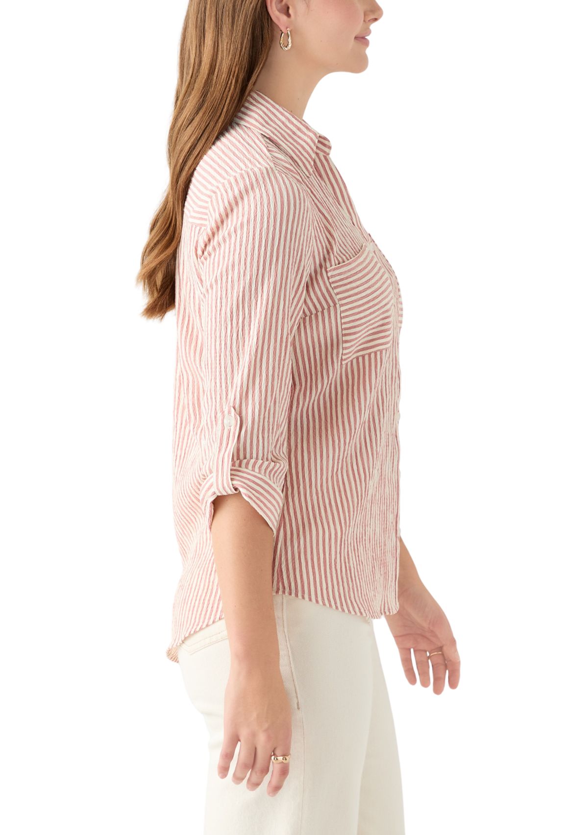 Portofino 3/4 Sleeve Woven Striped Top