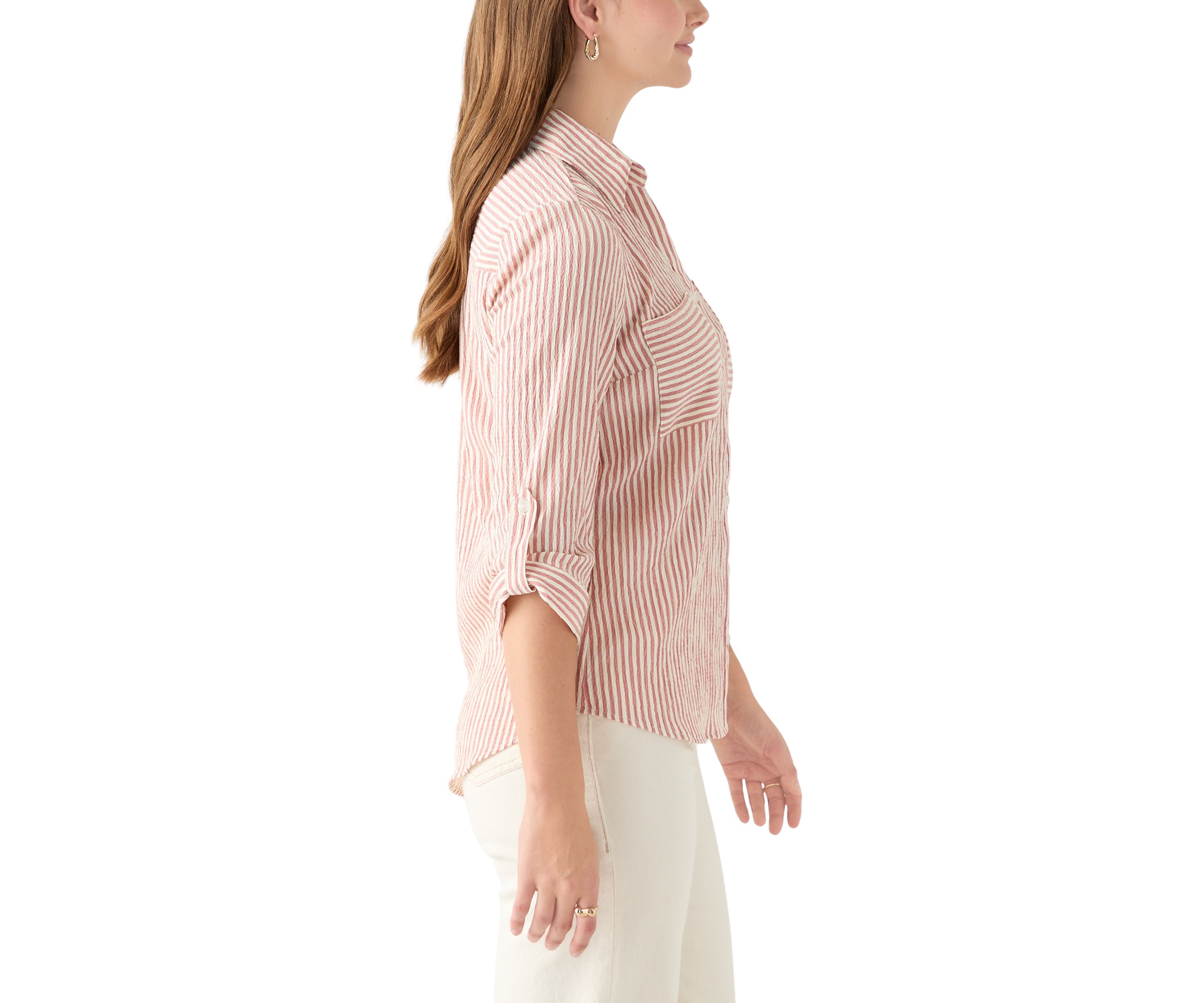 Portofino 3/4 Sleeve Woven Striped Top