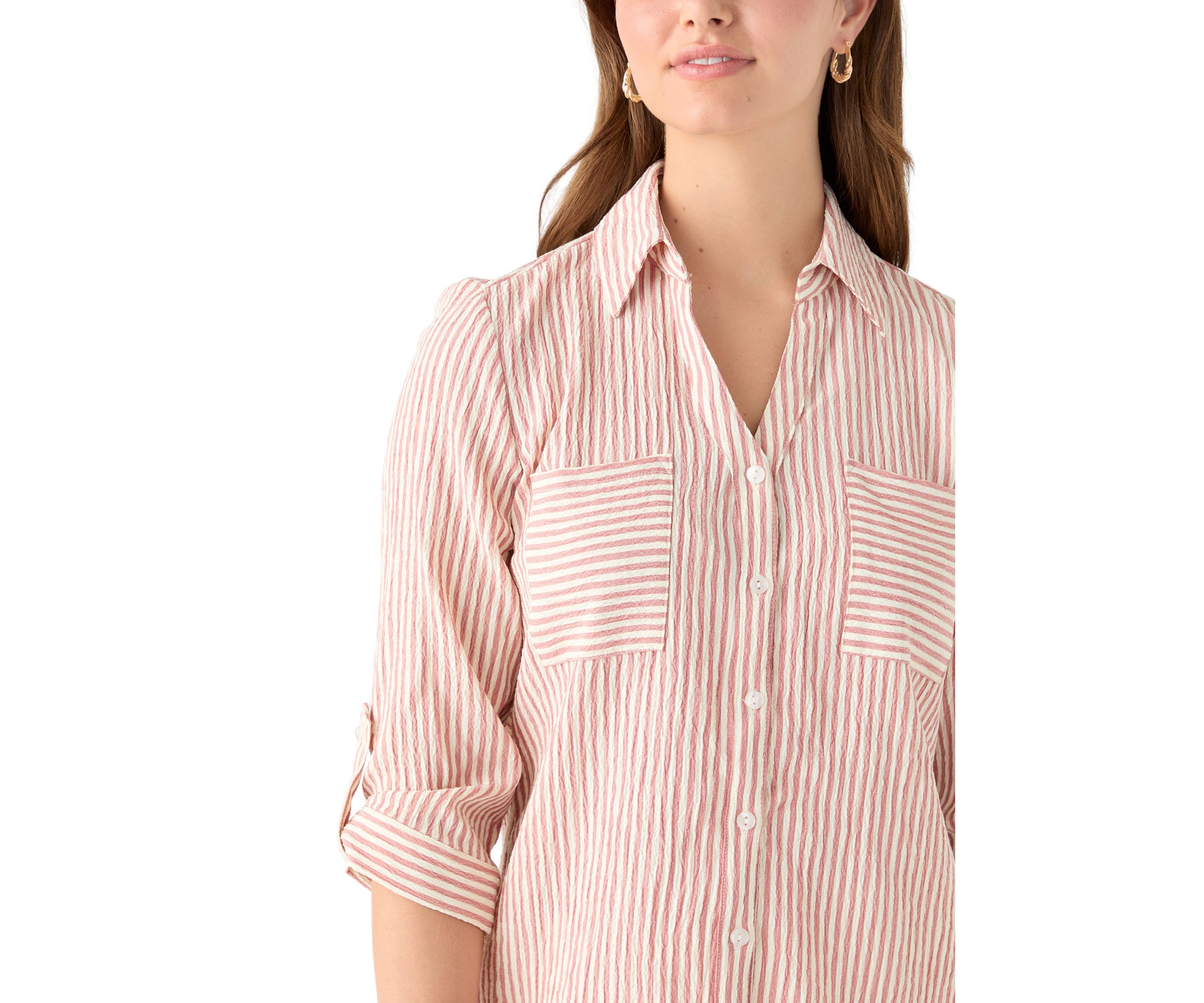 Portofino 3/4 Sleeve Woven Striped Top