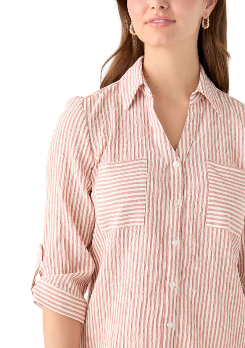 Portofino 3/4 Sleeve Woven Striped Top