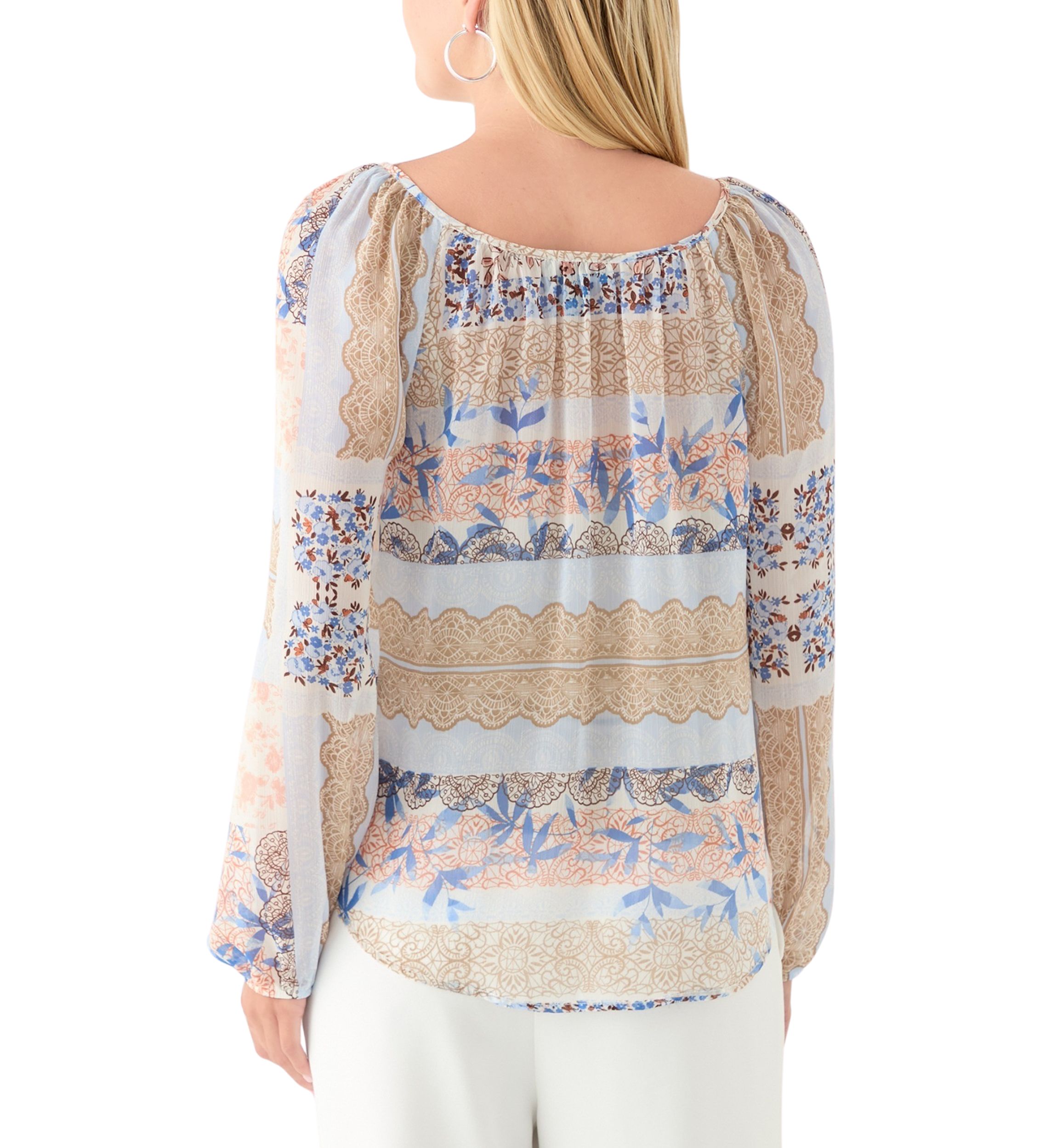 Womens Floral Print Peasant Top