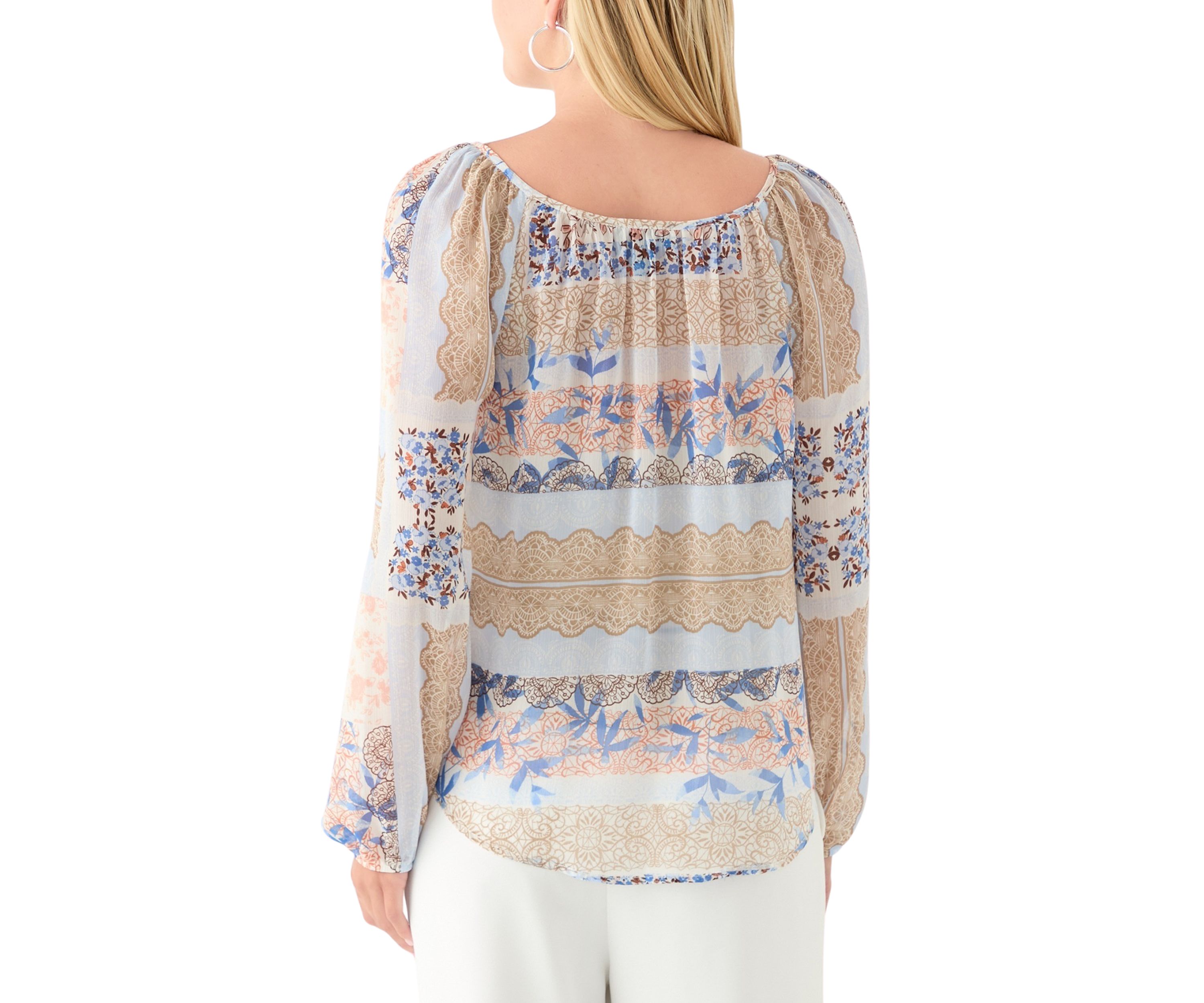 Juniors Floral Print Peasant Top