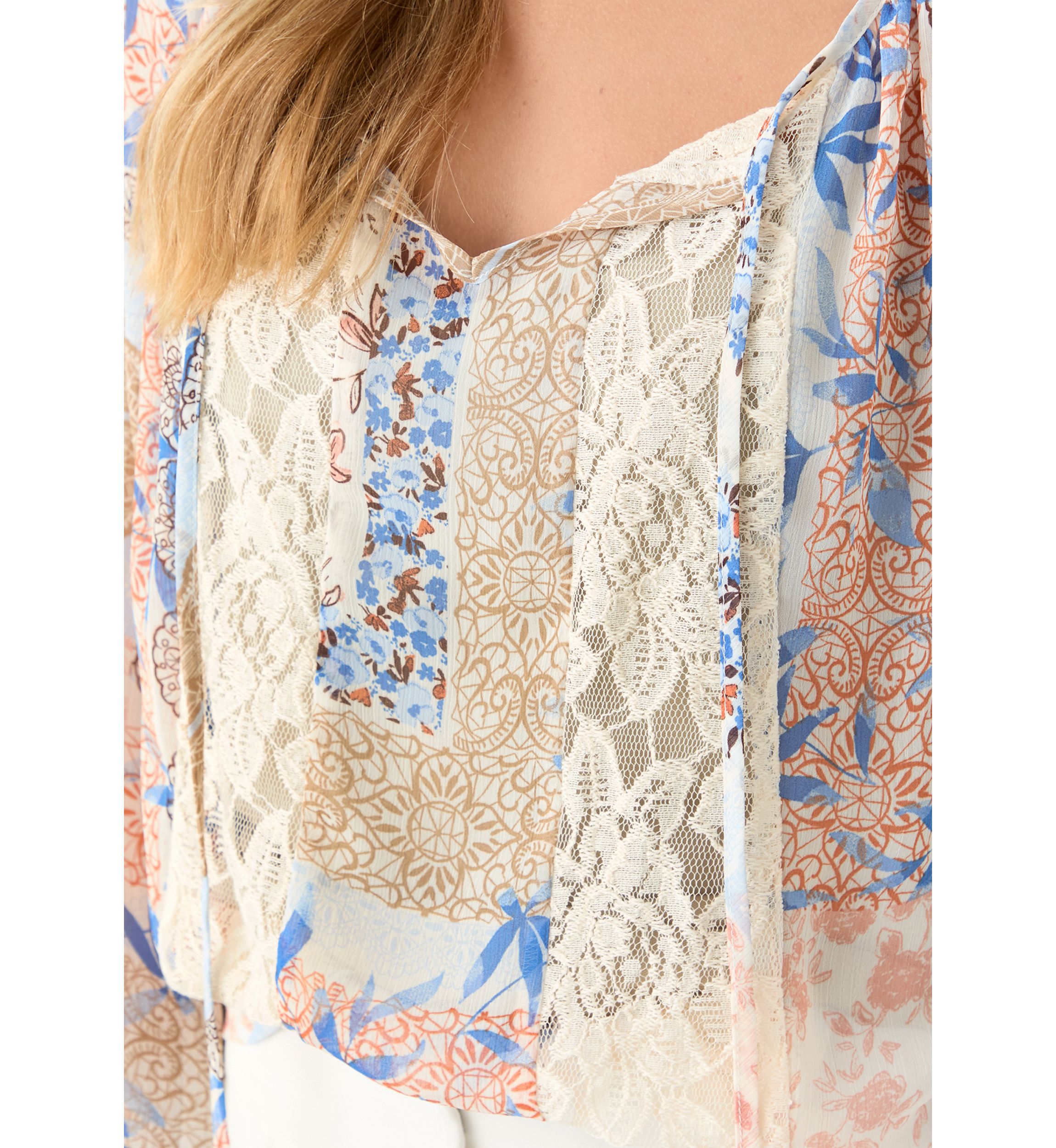 Womens Floral Print Peasant Top