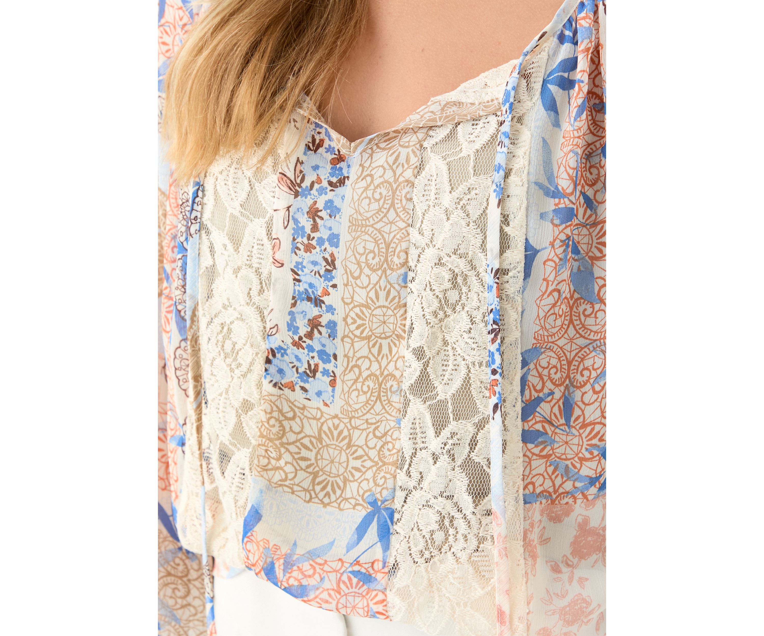 Juniors Floral Print Peasant Top