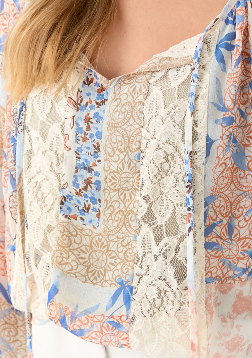 Juniors Floral Print Peasant Top