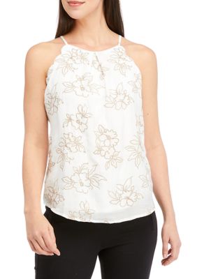 Juniors' Floral Halter Tank