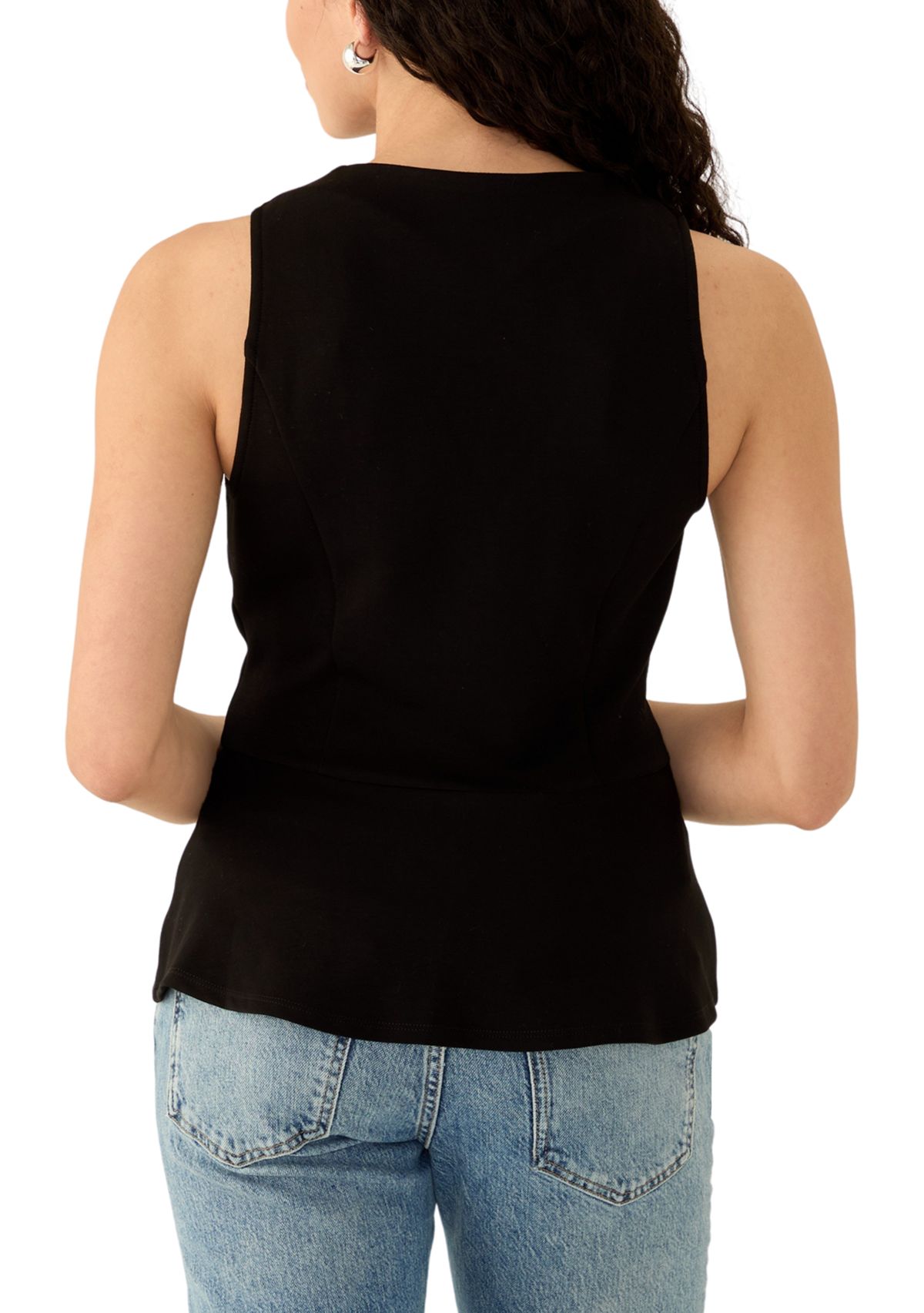 Womens Peplum Button Front Vest