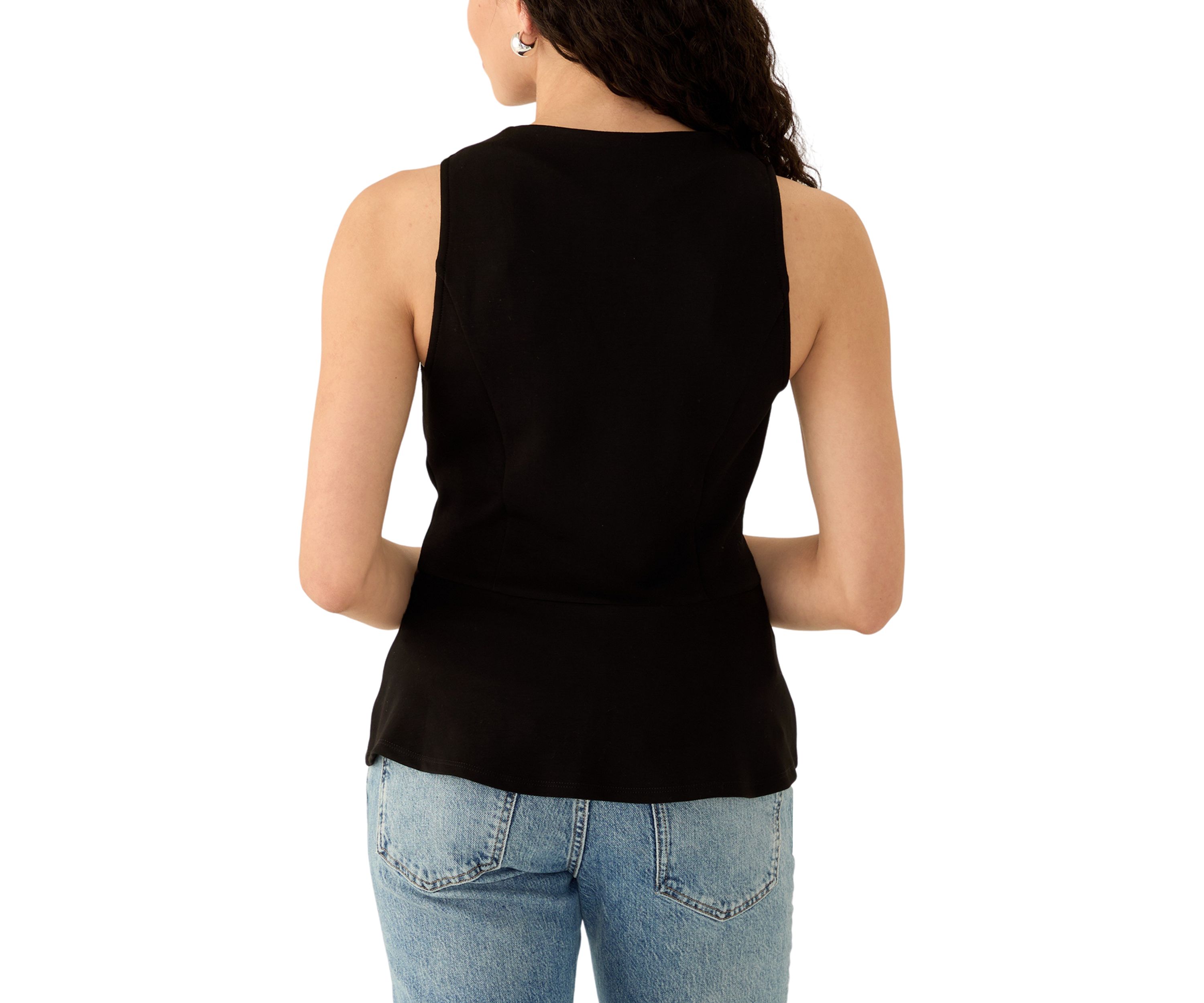 Womens Peplum Button Front Vest