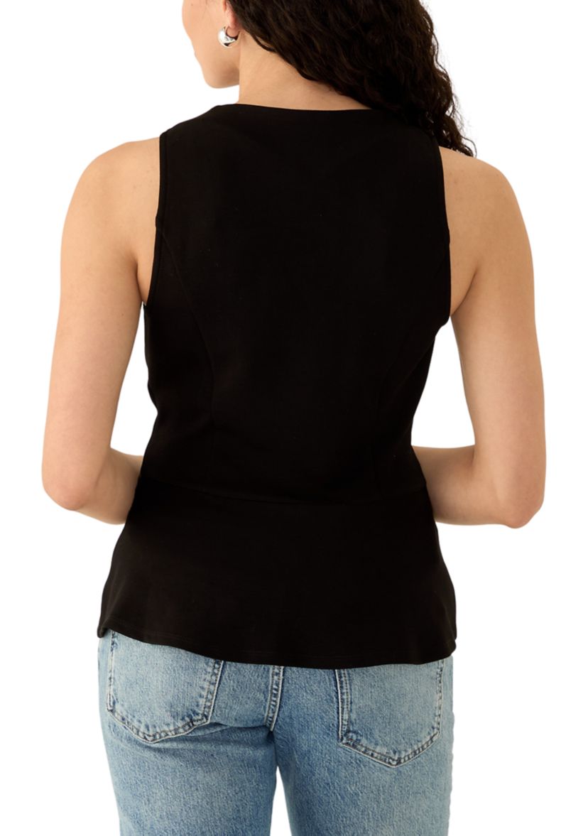 Womens Peplum Button Front Vest