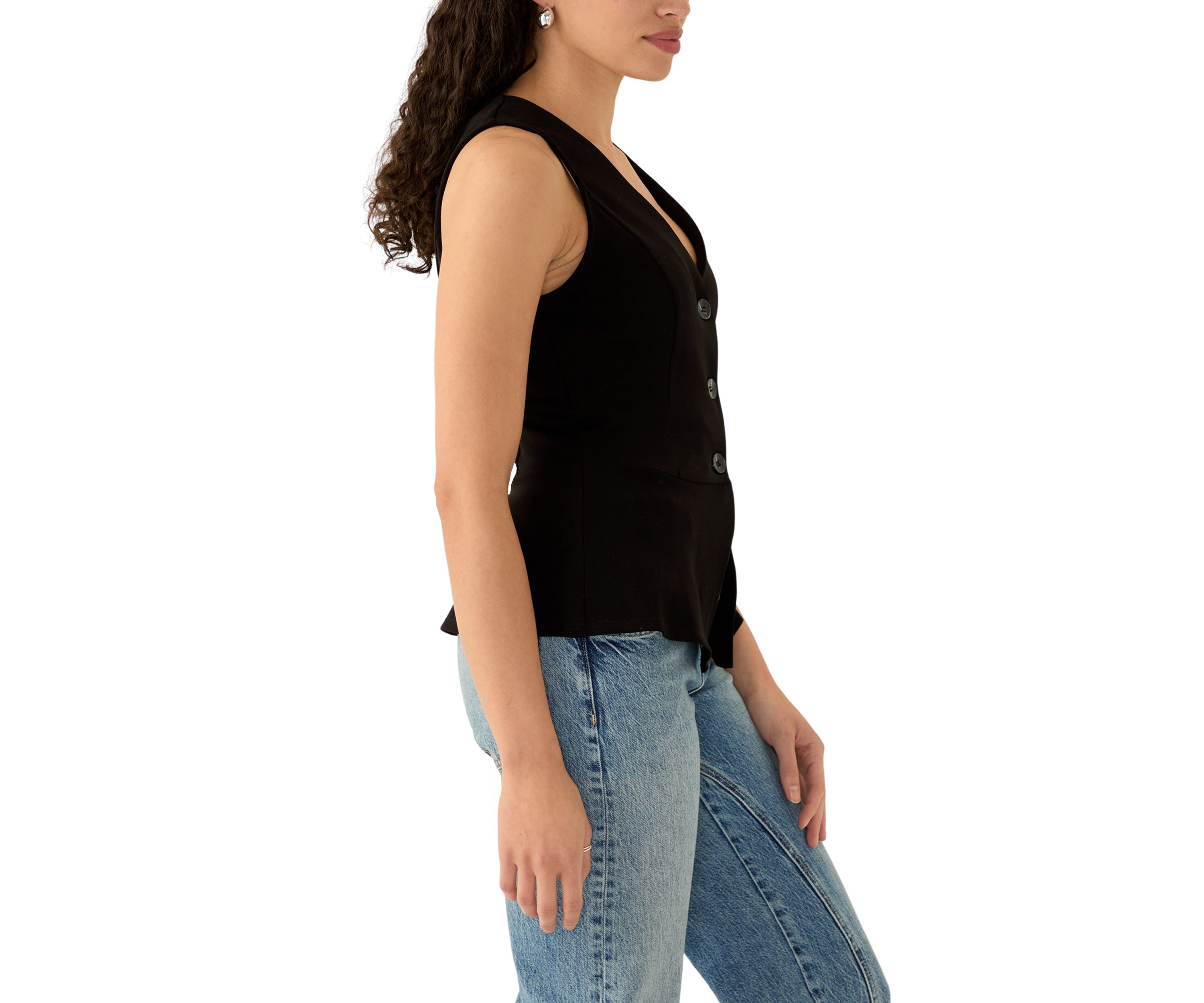 Womens Peplum Button Front Vest