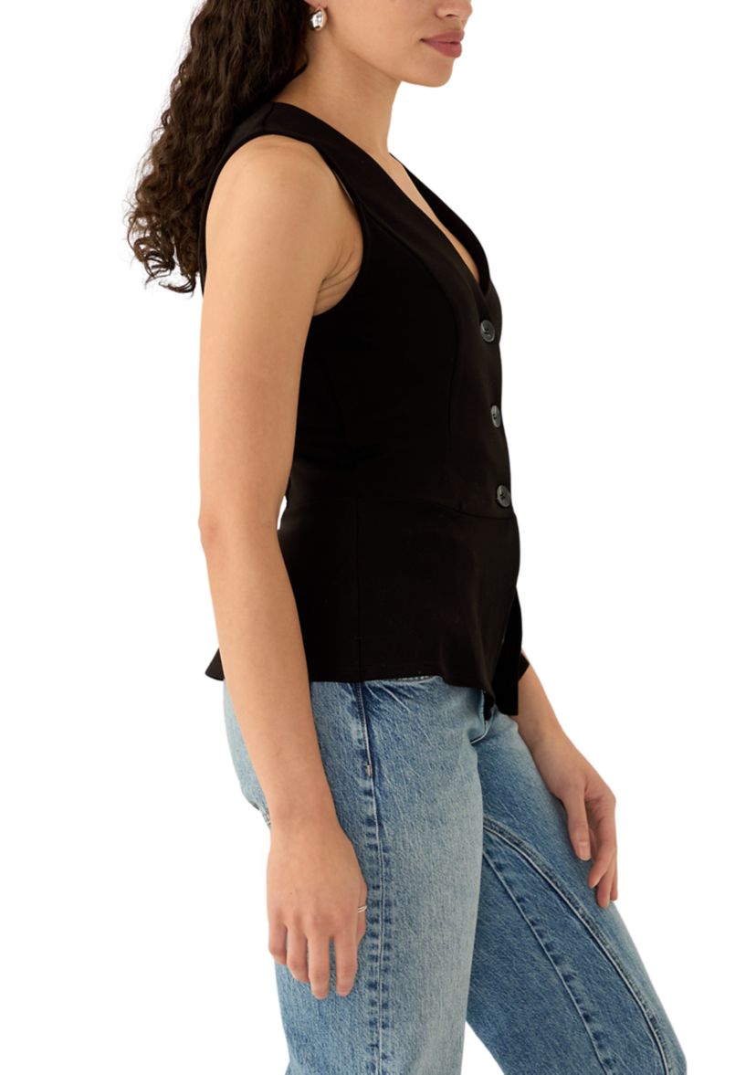 Womens Peplum Button Front Vest