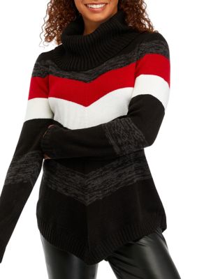 Juniors' Cowl Neck Chevron Sweater