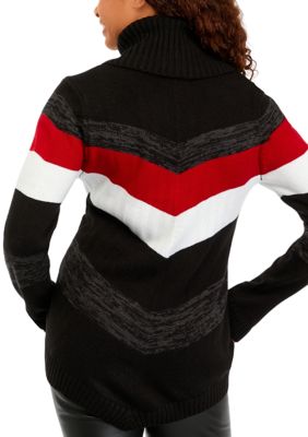 Juniors' Cowl Neck Chevron Sweater