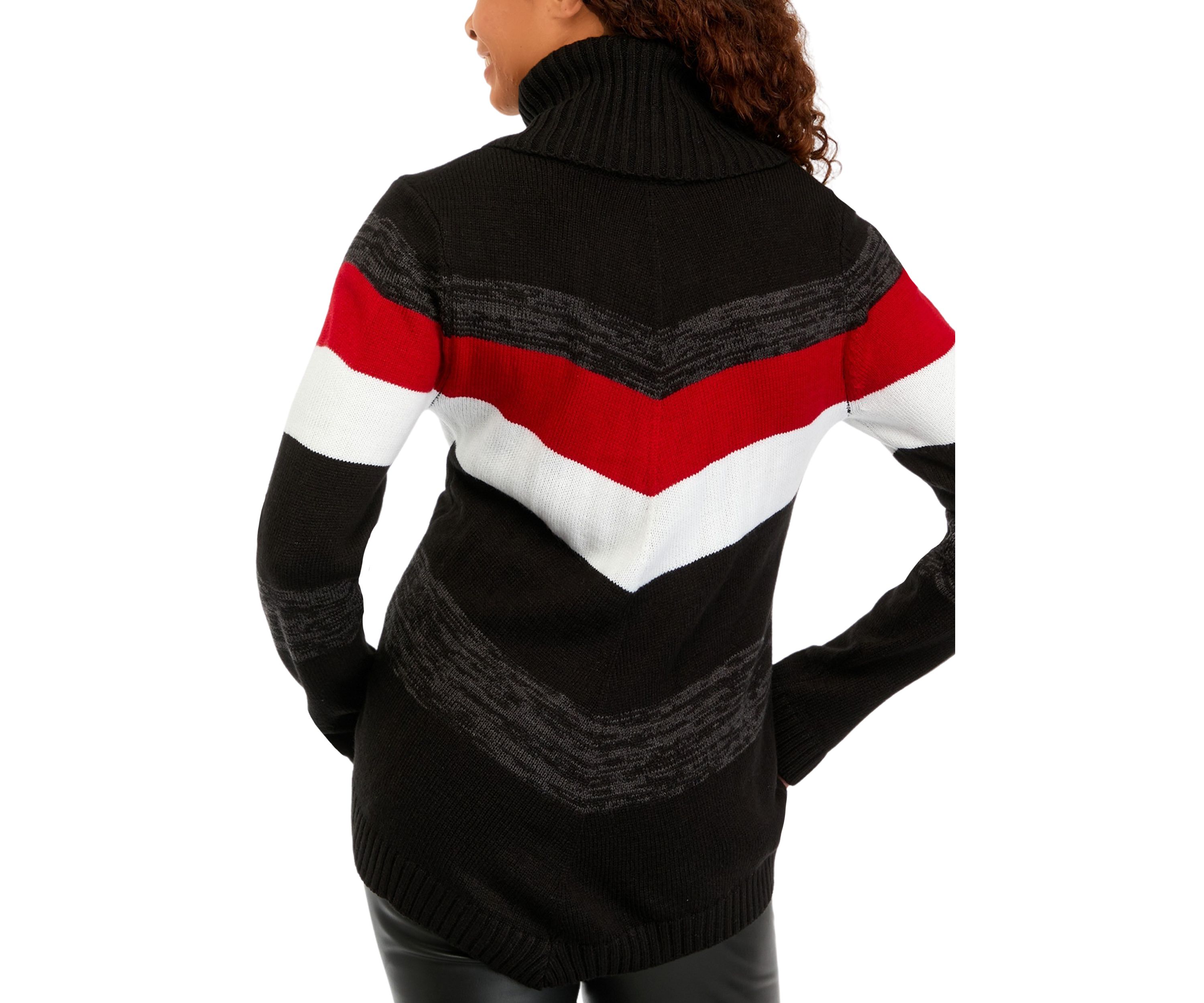 Juniors Cowl Neck Chevron Sweater