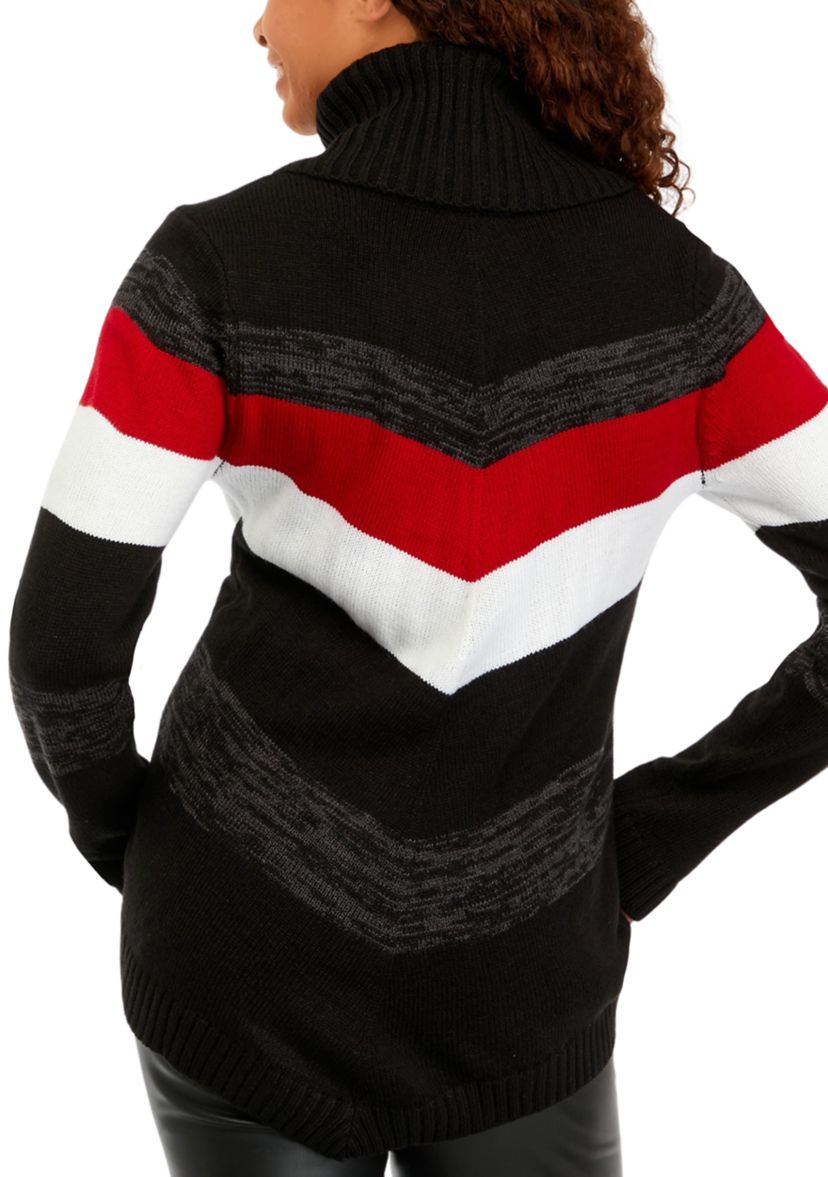 Juniors Cowl Neck Chevron Sweater