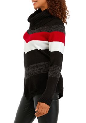 Juniors' Cowl Neck Chevron Sweater