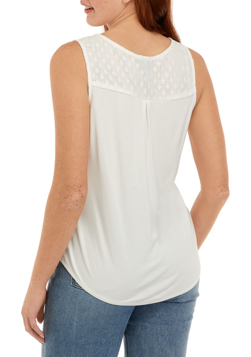Juniors Sleeveless Cross Front Tie Shirt