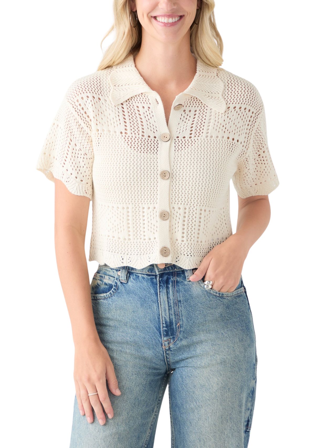 Short Sleeve Button Up Cardigan