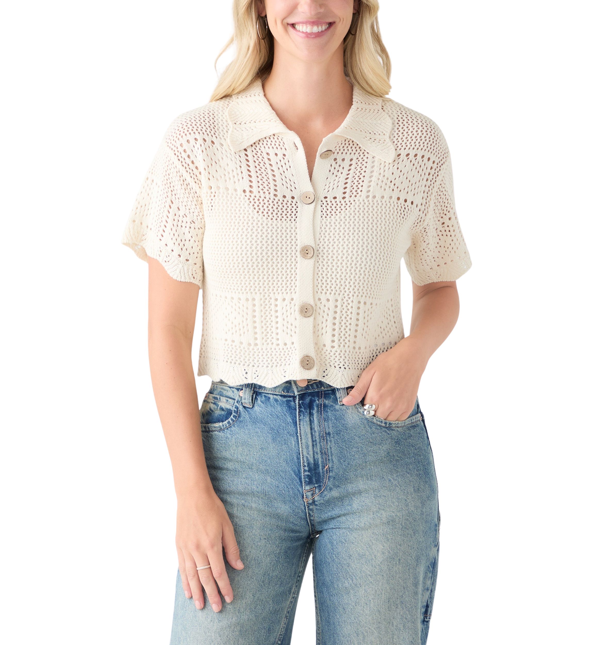 Short Sleeve Button Up Cardigan