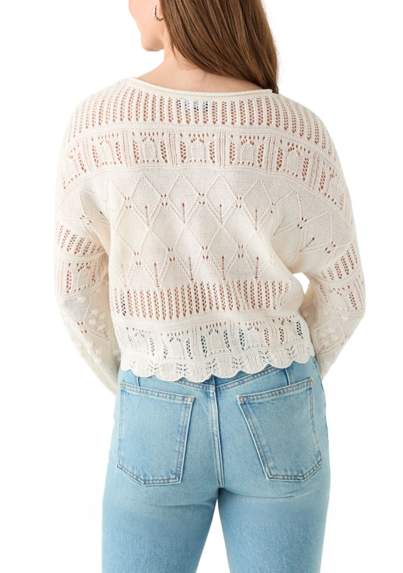 Womens Long Sleeve Crochet Sweater