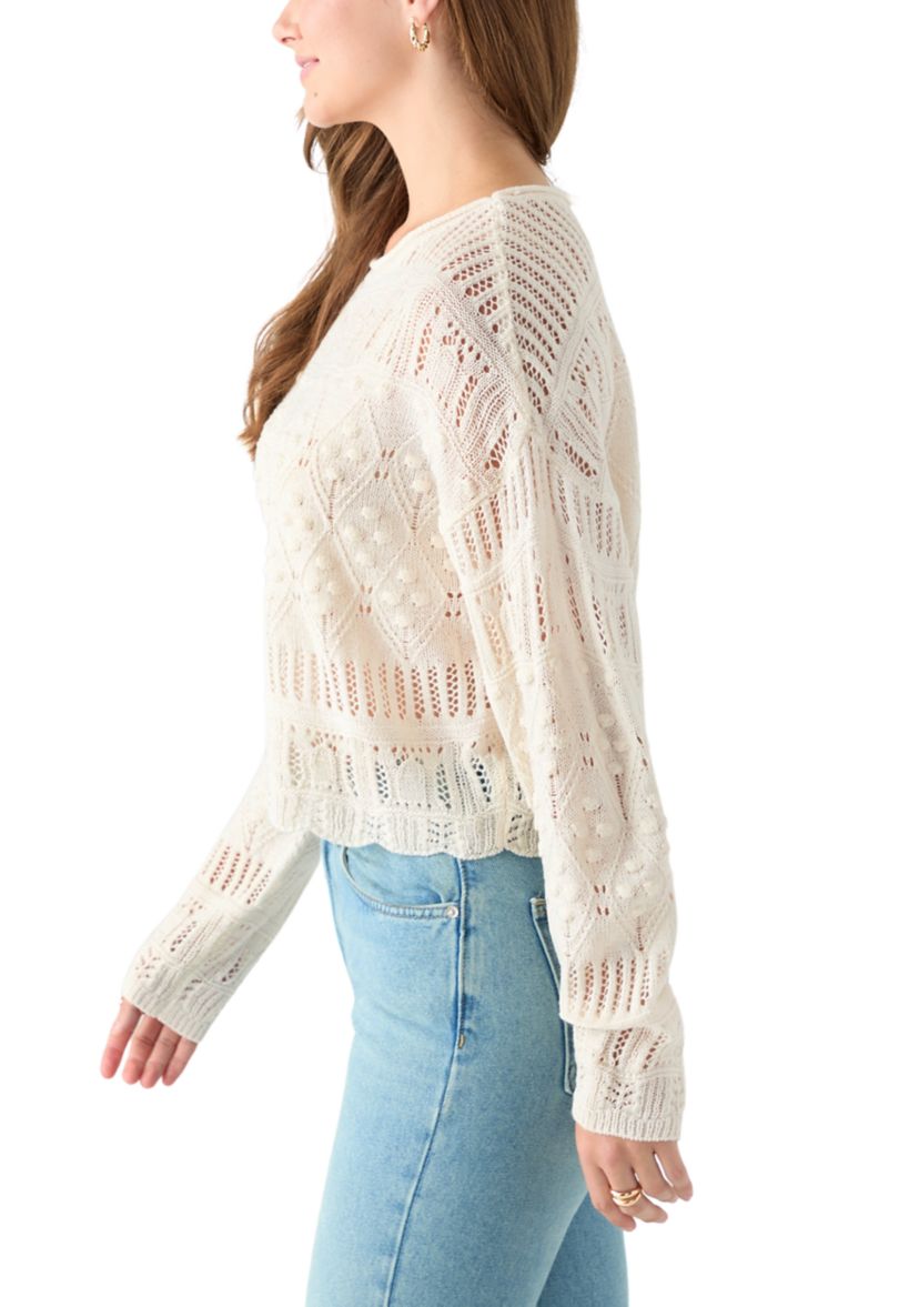 Womens Long Sleeve Crochet Sweater