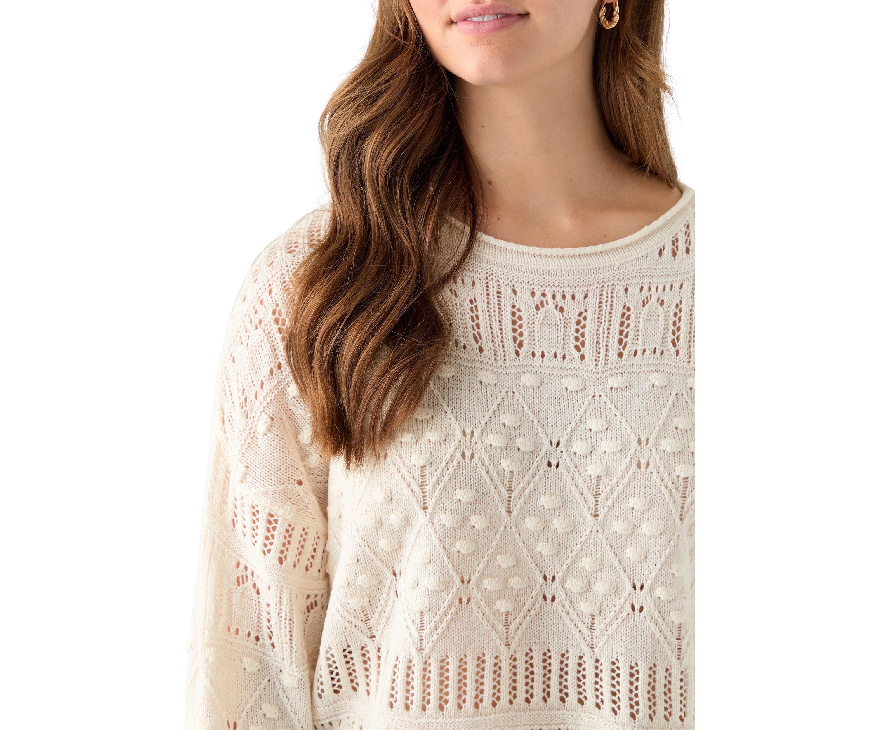 Womens Long Sleeve Crochet Sweater