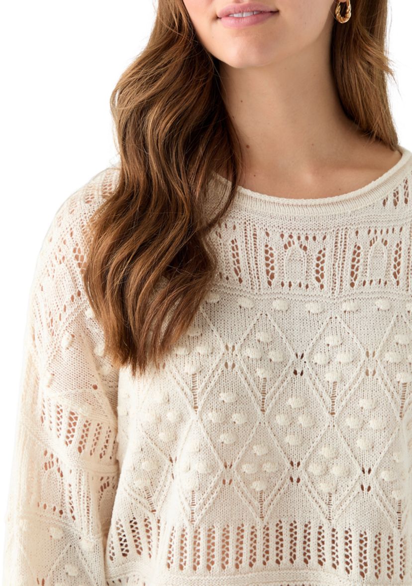 Womens Long Sleeve Crochet Sweater