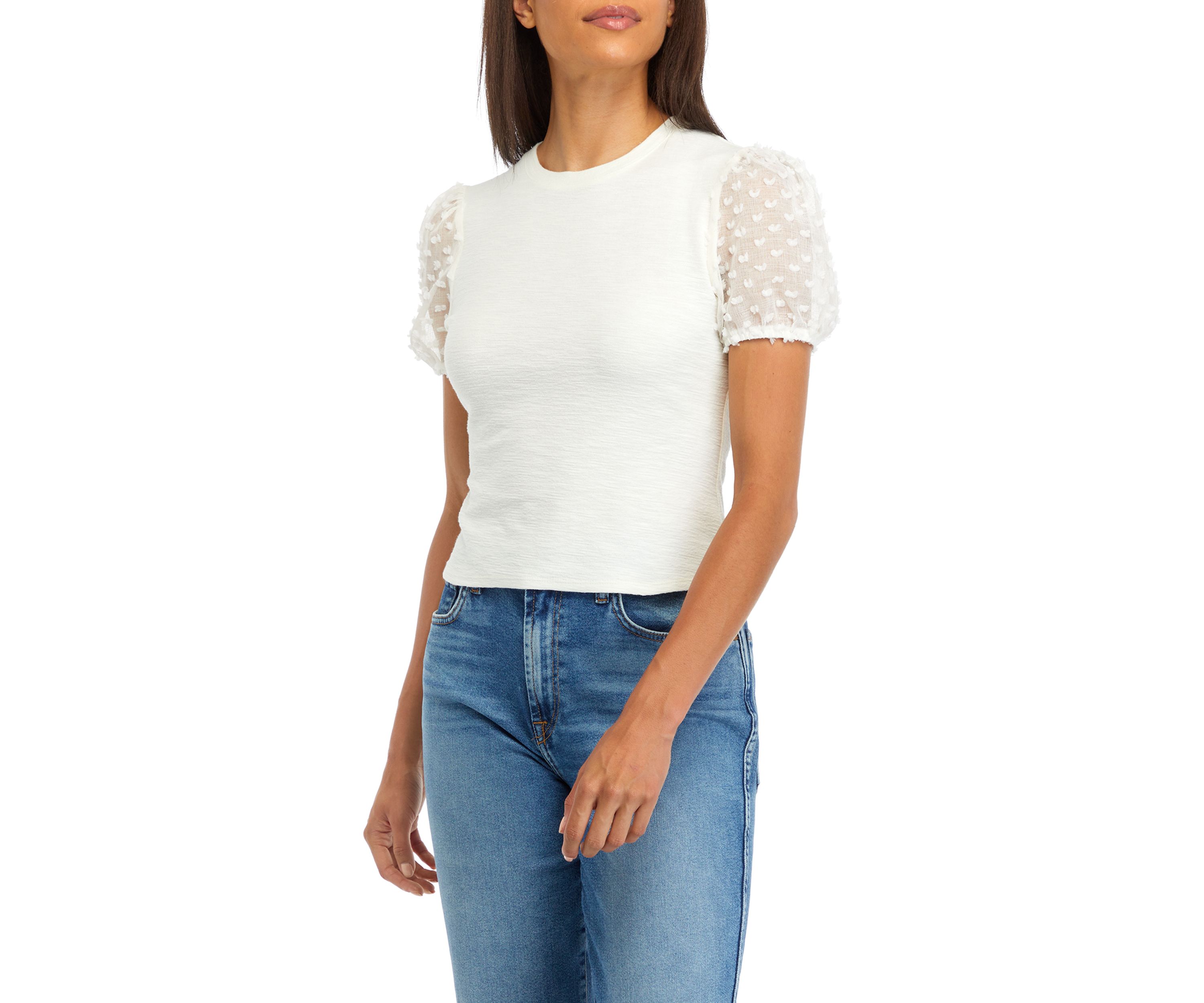 Woven Puff Sleeve Top 