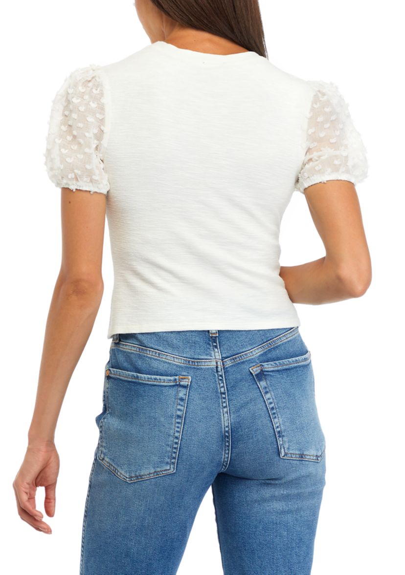 Woven Puff Sleeve Top 