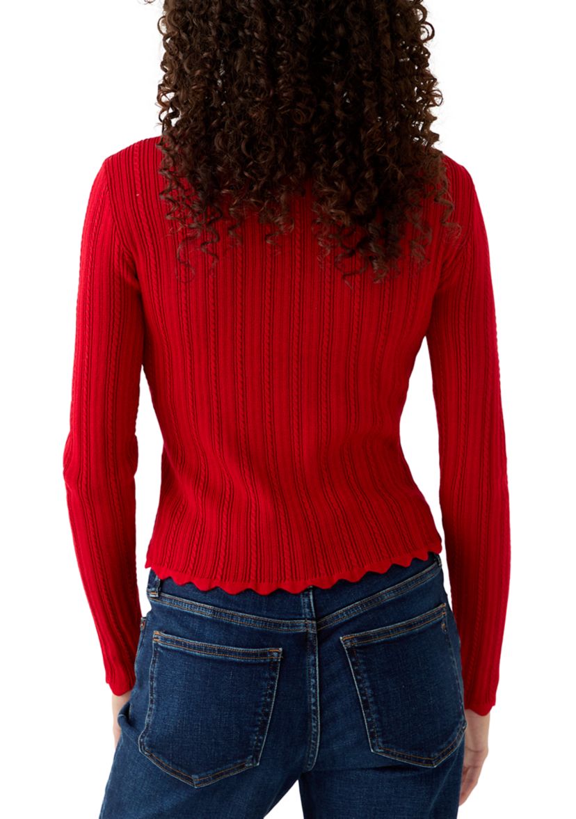 Womens V-Neck Flower Front Knit Top